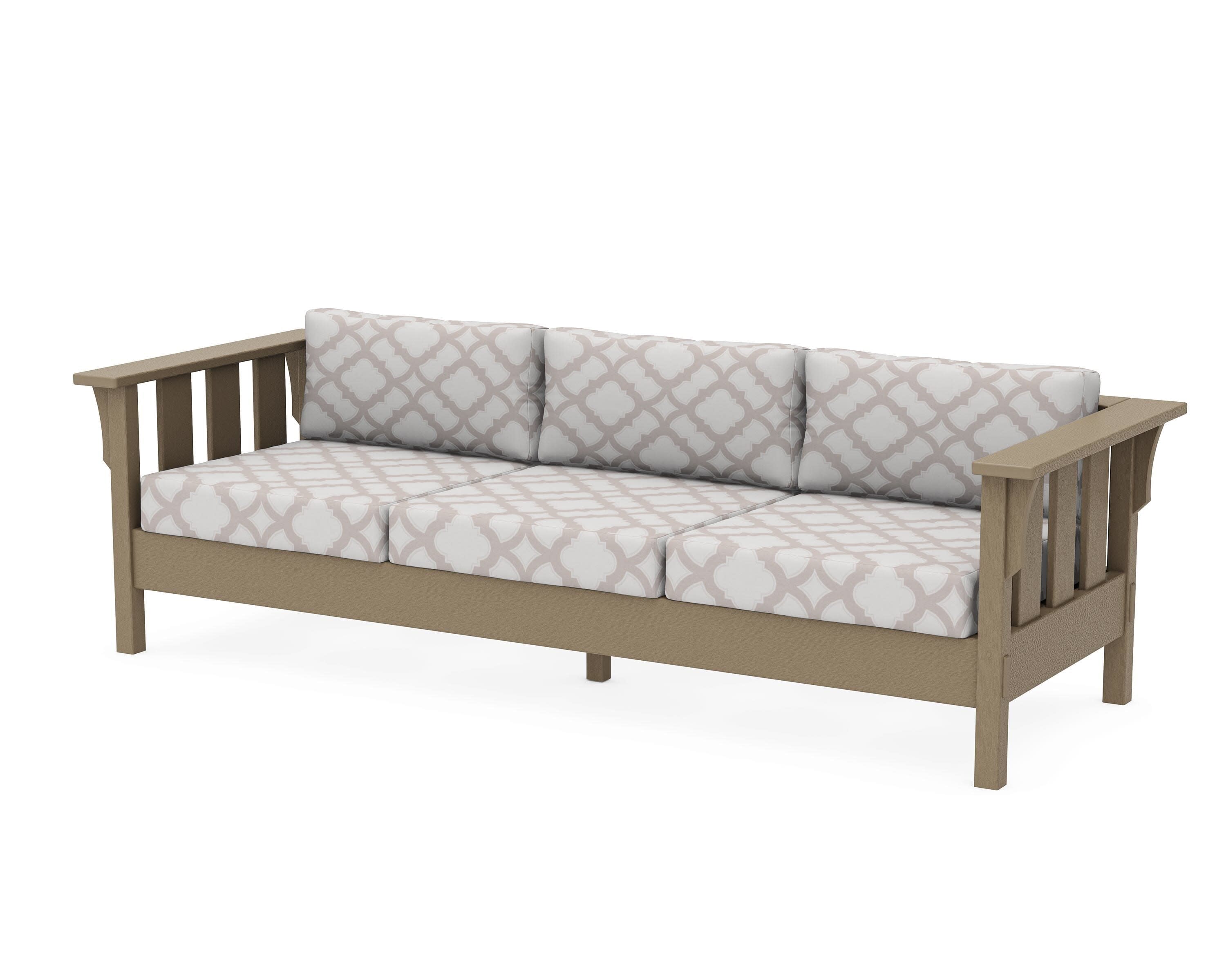 Acadia Deep Seating Sofa in Vintage Sahara / Trellis Dune Burlap