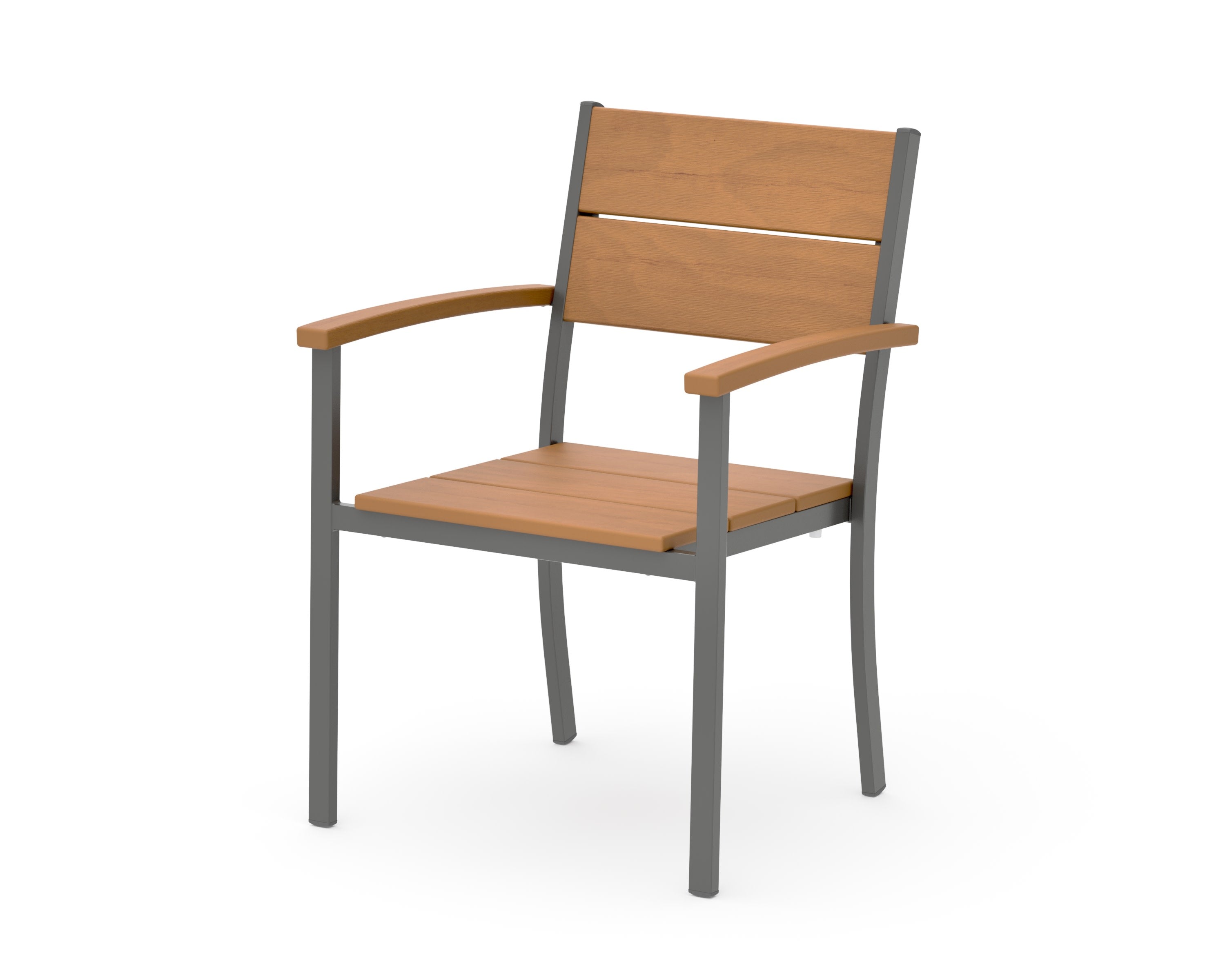 Main Street Stacking Dining Arm Chair in Charcoal / Natural