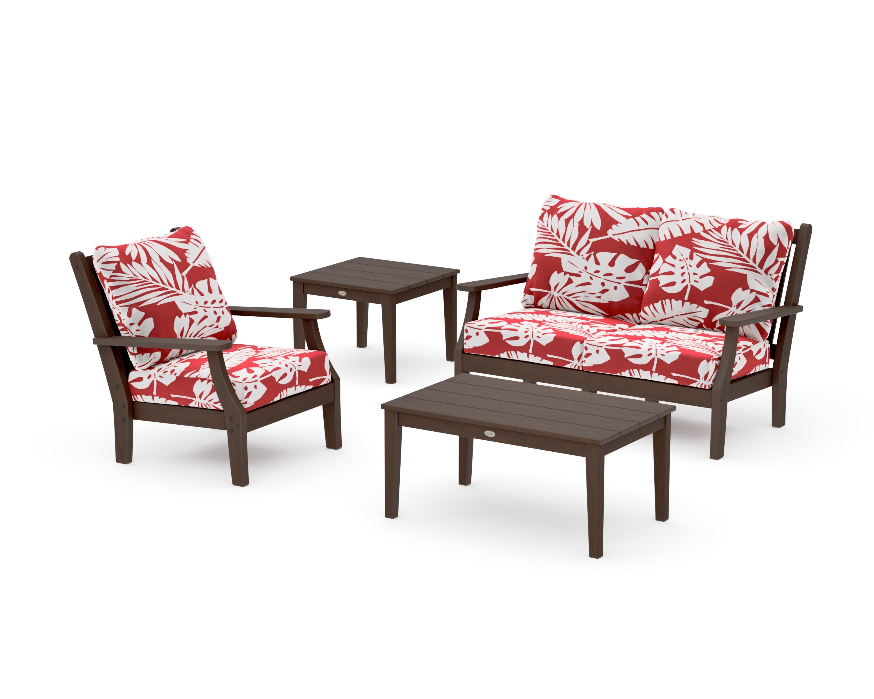 Wovendale 4-Piece Deep Seating Set in Kona / Leaf Crimson