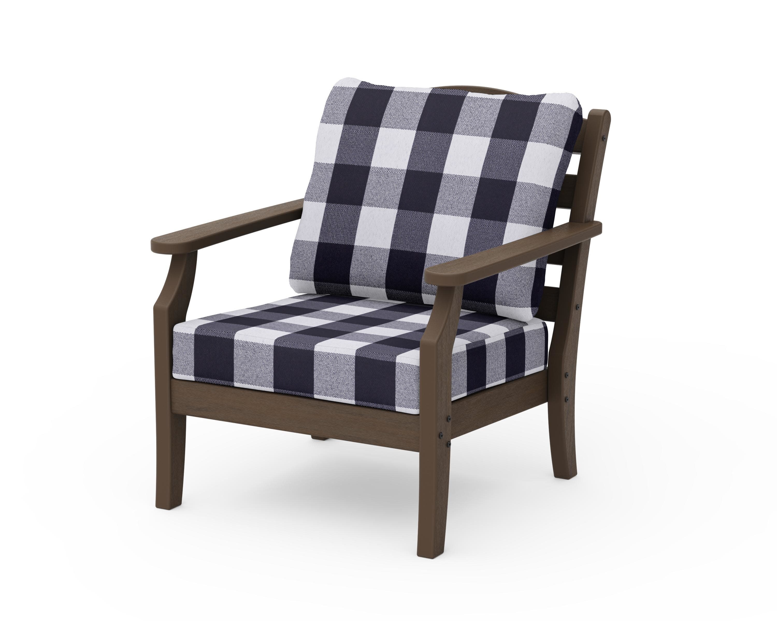 Savannah Deep Seating Chair in Kona / Buffalo Plaid Navy
