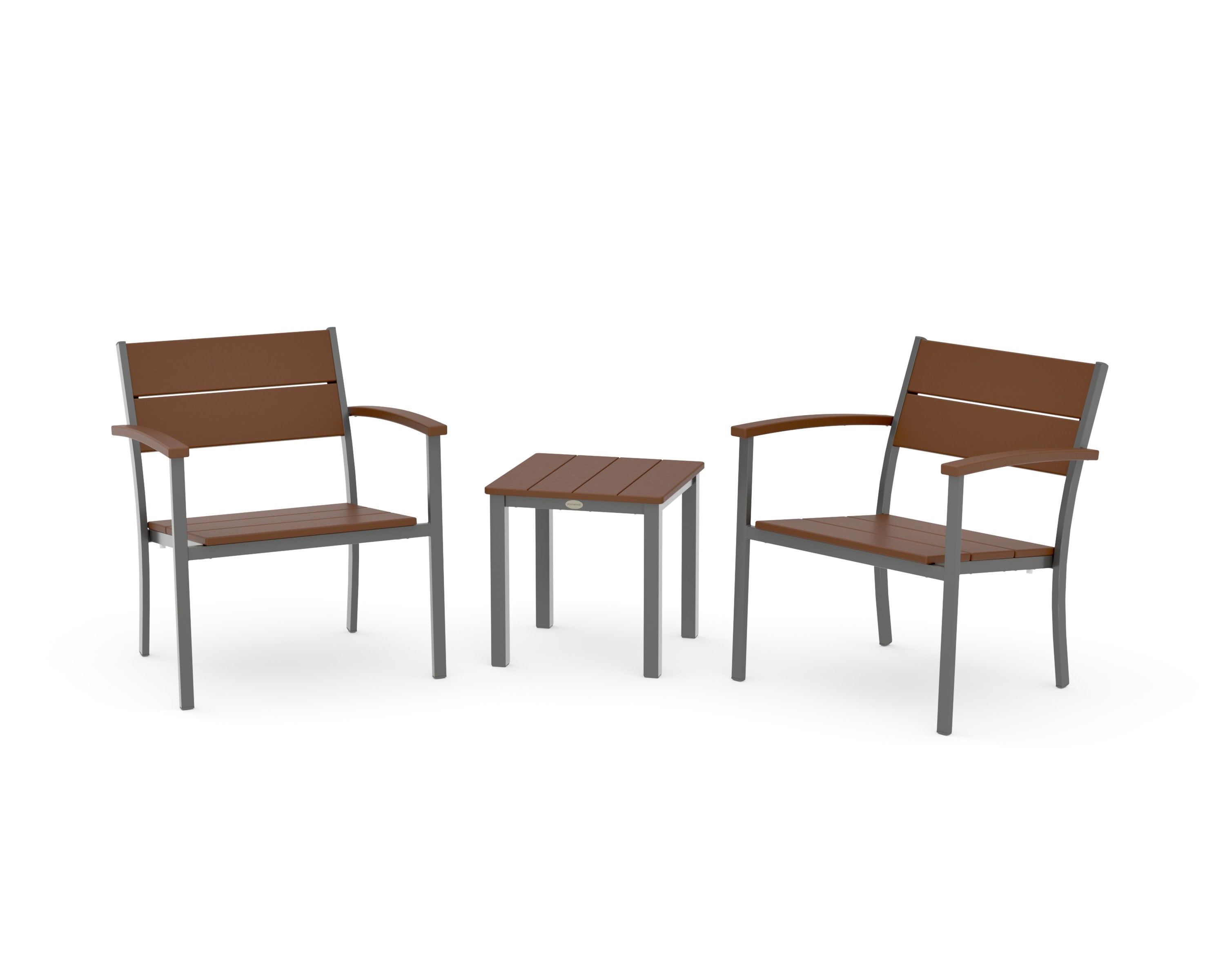 Main Street 3-Piece Lounge Chair Set in Charcoal / Teak