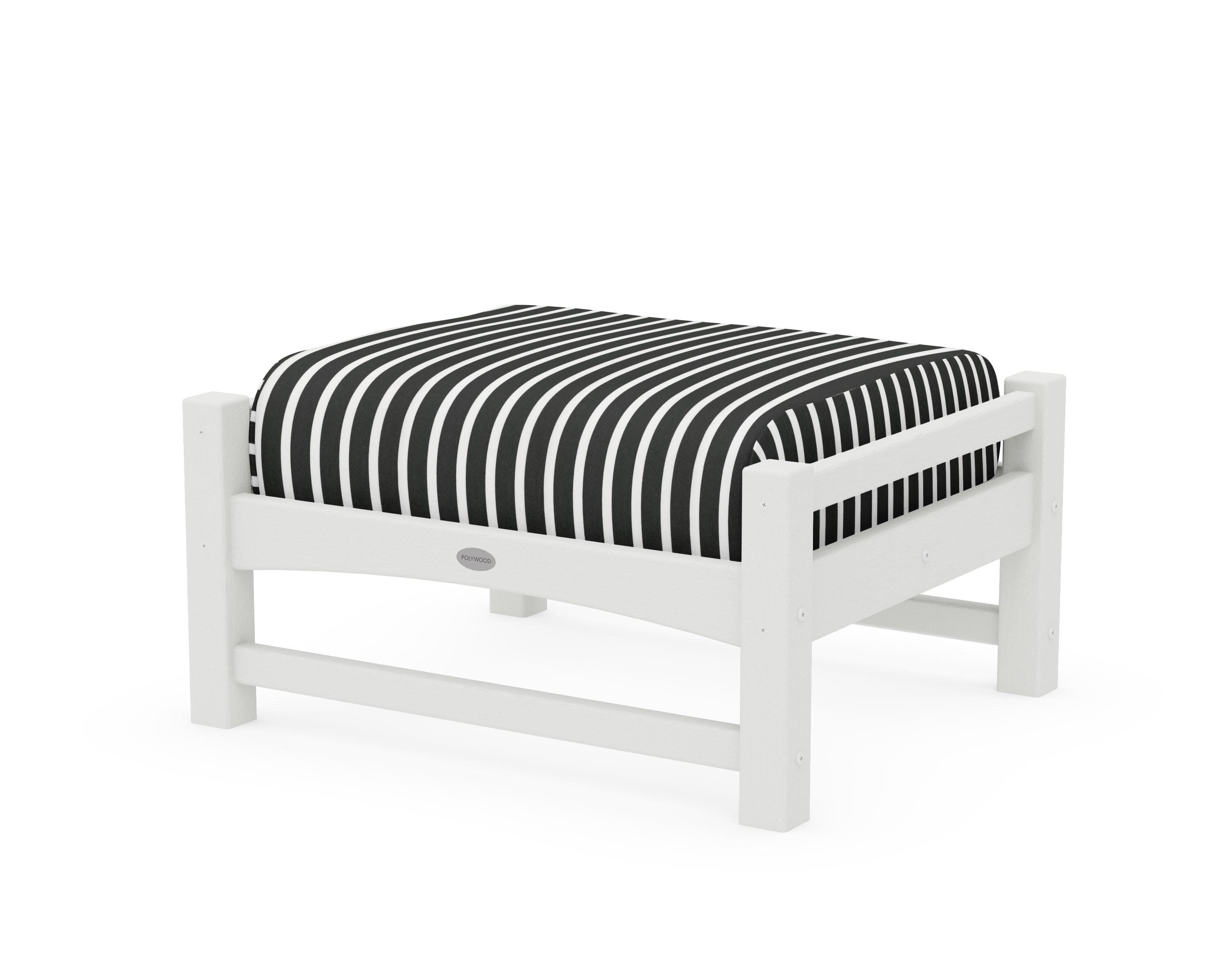 Club Ottoman in Vintage White / Shore Classic