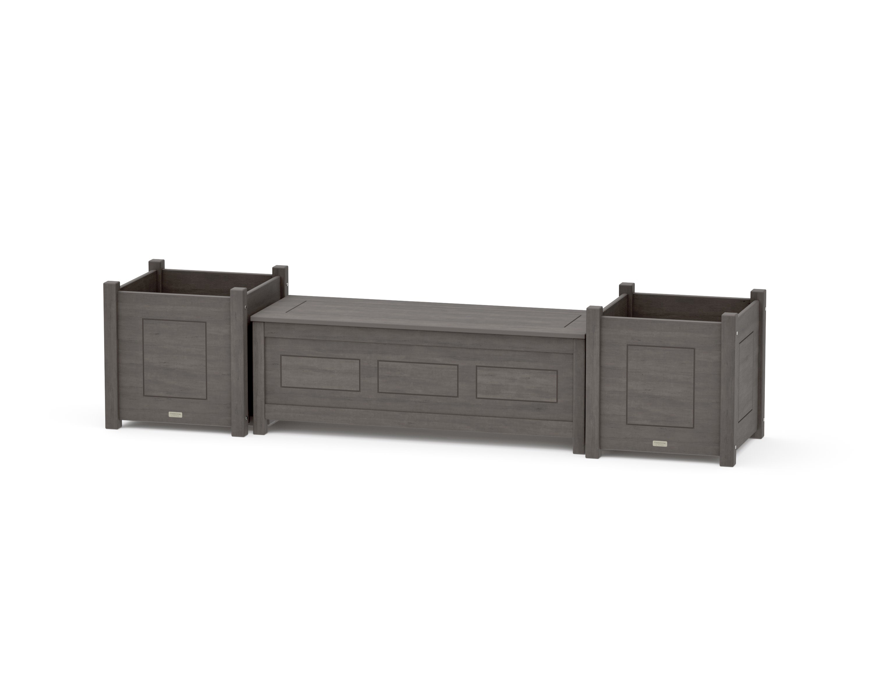 48" Country Living Straight Planter Storage Bench Set- Large in Driftwood