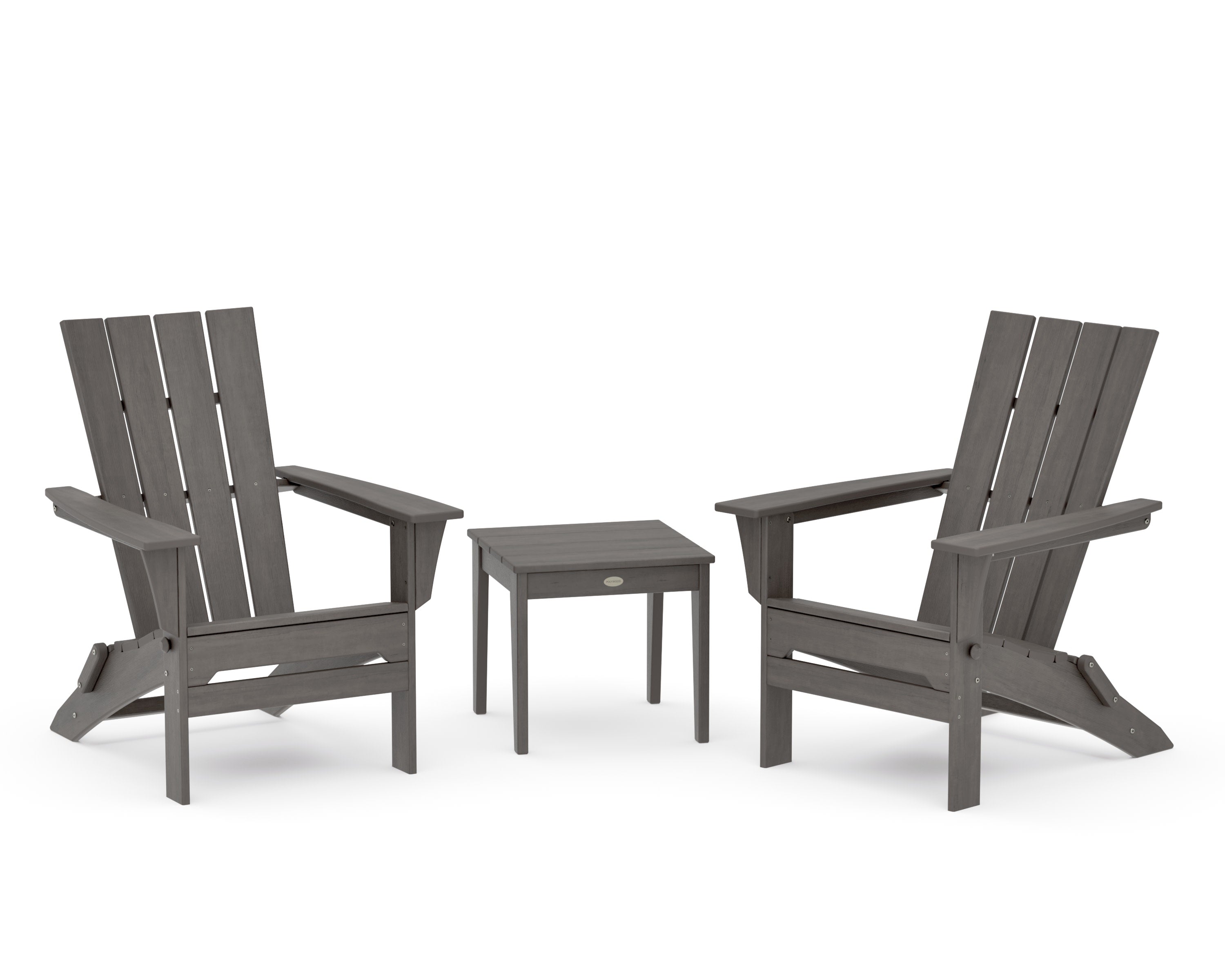 Quattro Folding Chair 3-Piece Adirondack Set in Driftwood
