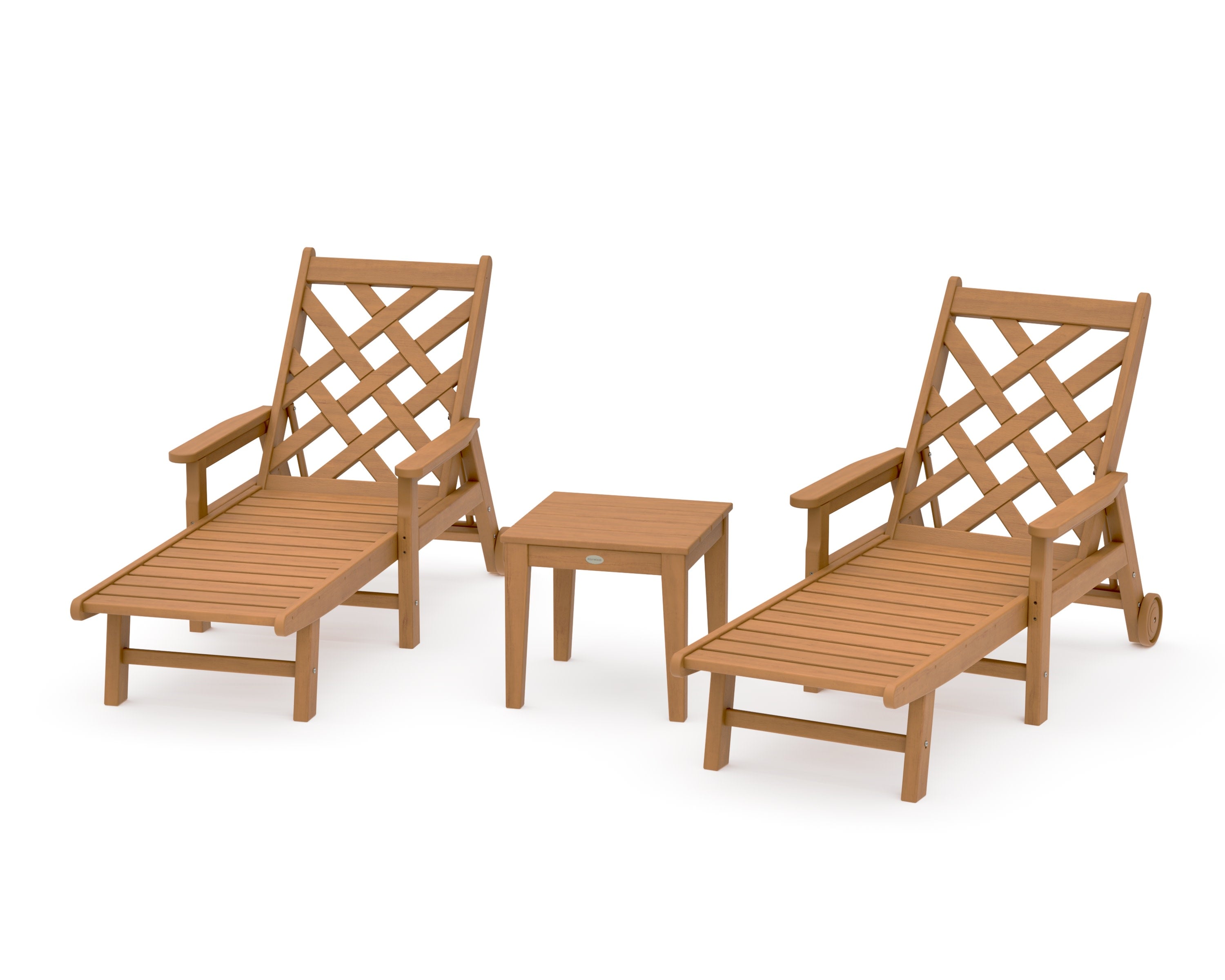Wovendale 3-Piece Chaise Set with Arms and Wheels in Natural