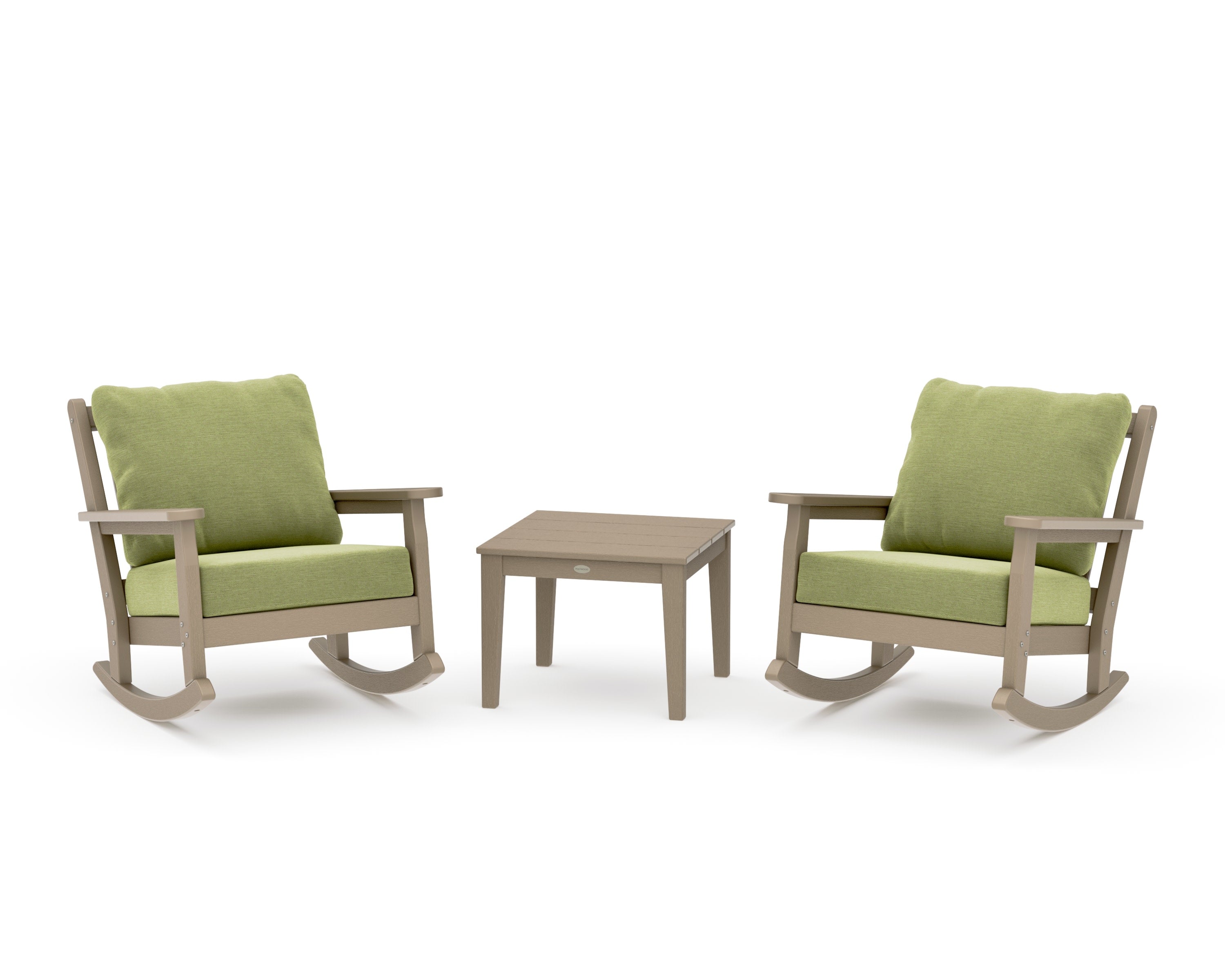 Chippendale 3-Piece Deep Seating Rocker Set in Vintage Sahara / Chartreuse Boucle
