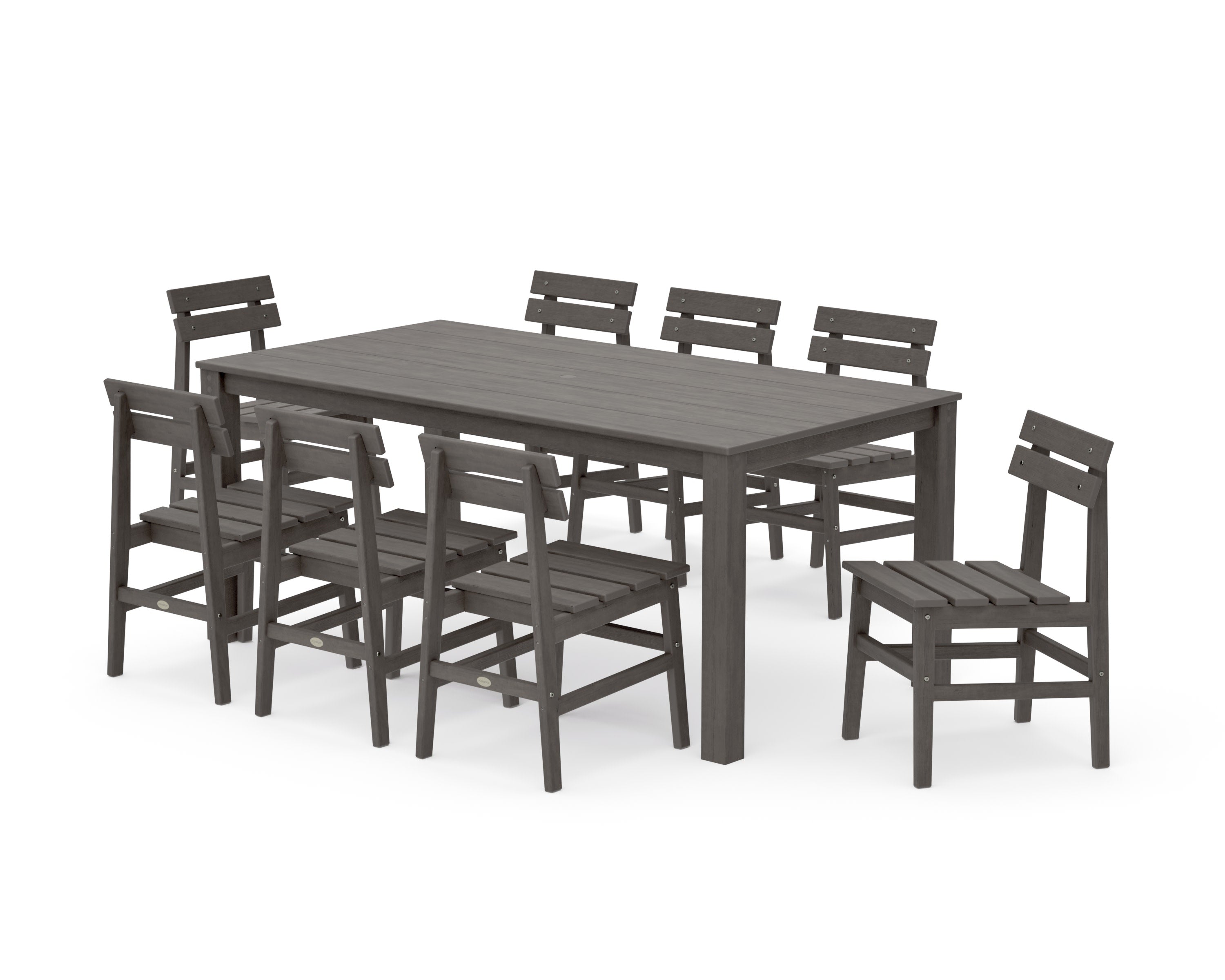 Modern Studio Plaza Chair 9-Piece Parsons Dining Set in Driftwood