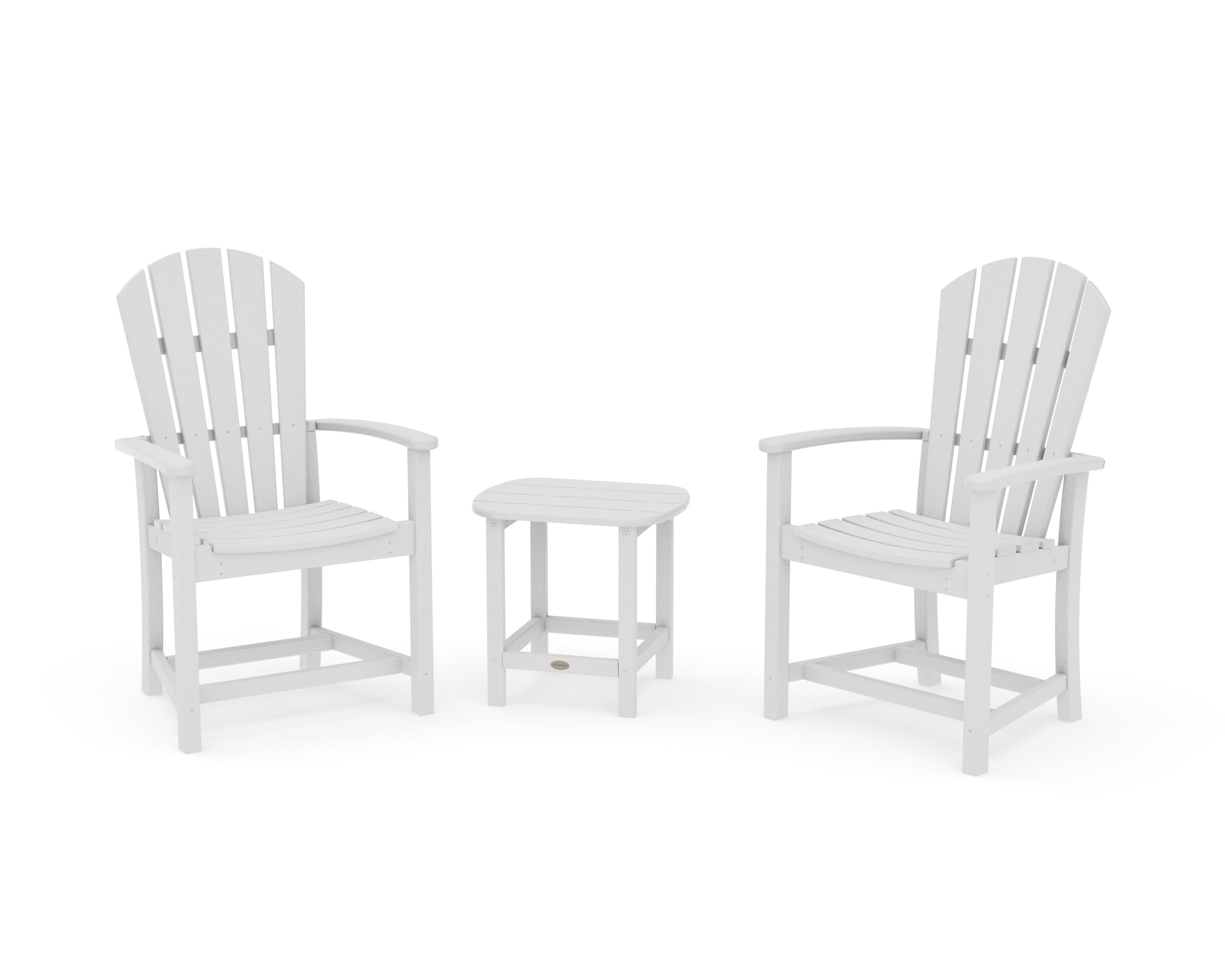 Palm Coast 3-Piece Upright Adirondack Chair Set in Vintage White