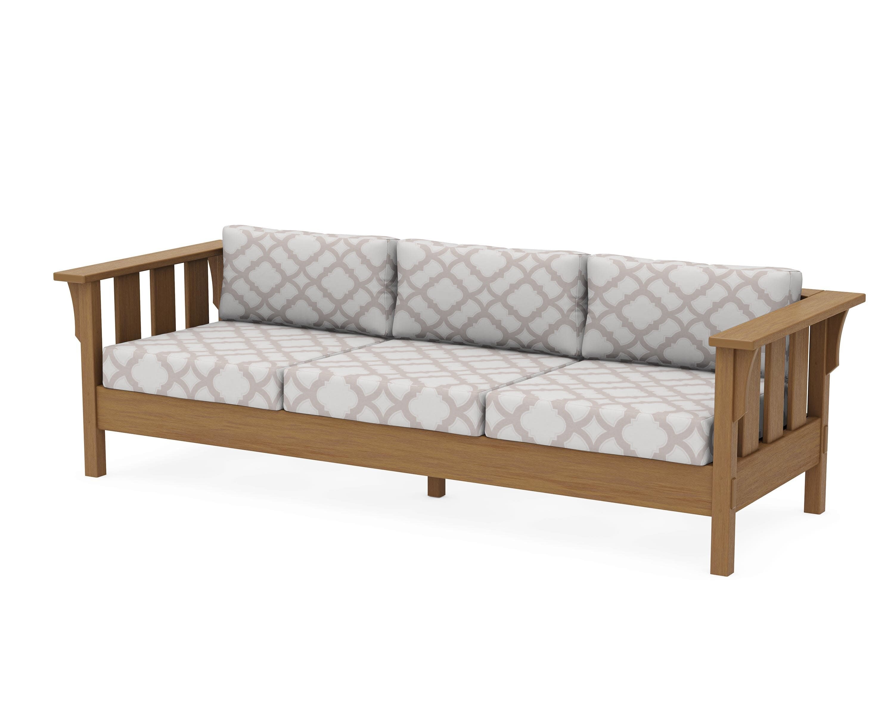 Acadia Deep Seating Sofa in Natural / Trellis Dune Burlap
