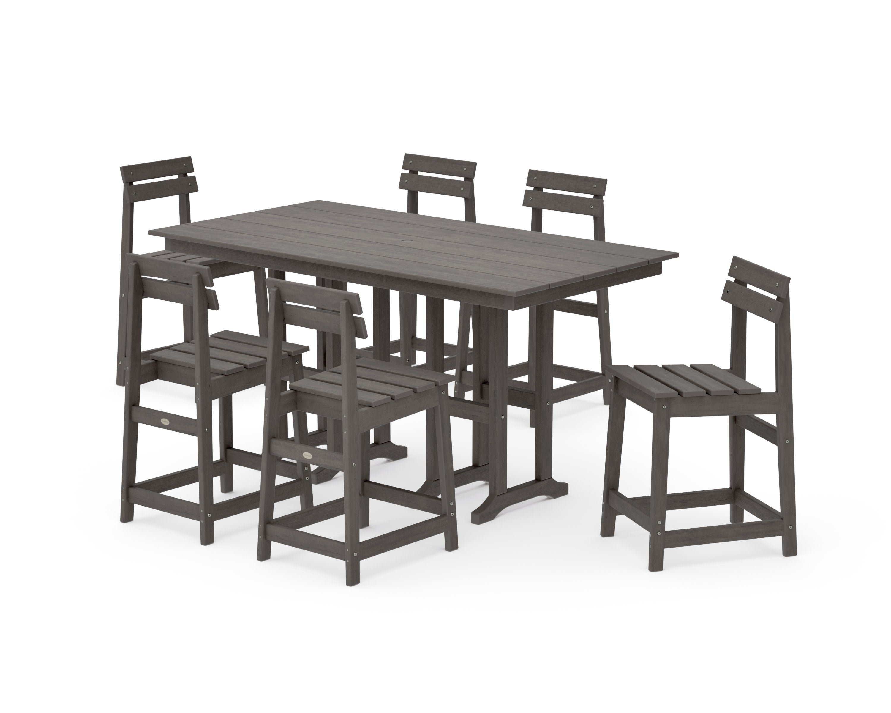Modern Studio Plaza Counter Chair 7-Piece Set in Driftwood