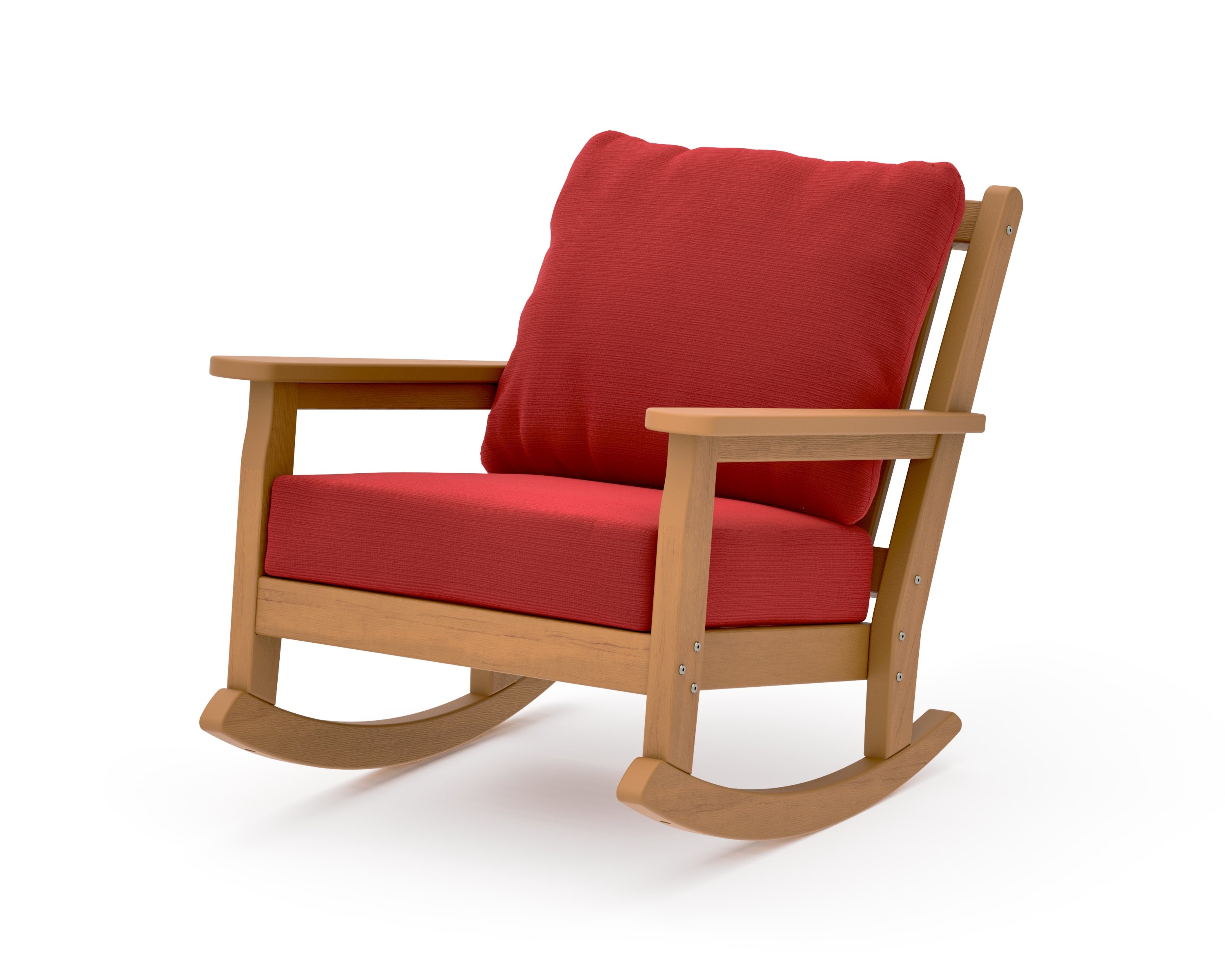 Chippendale Deep Seating Rocking Chair in Natural / Crimson Linen