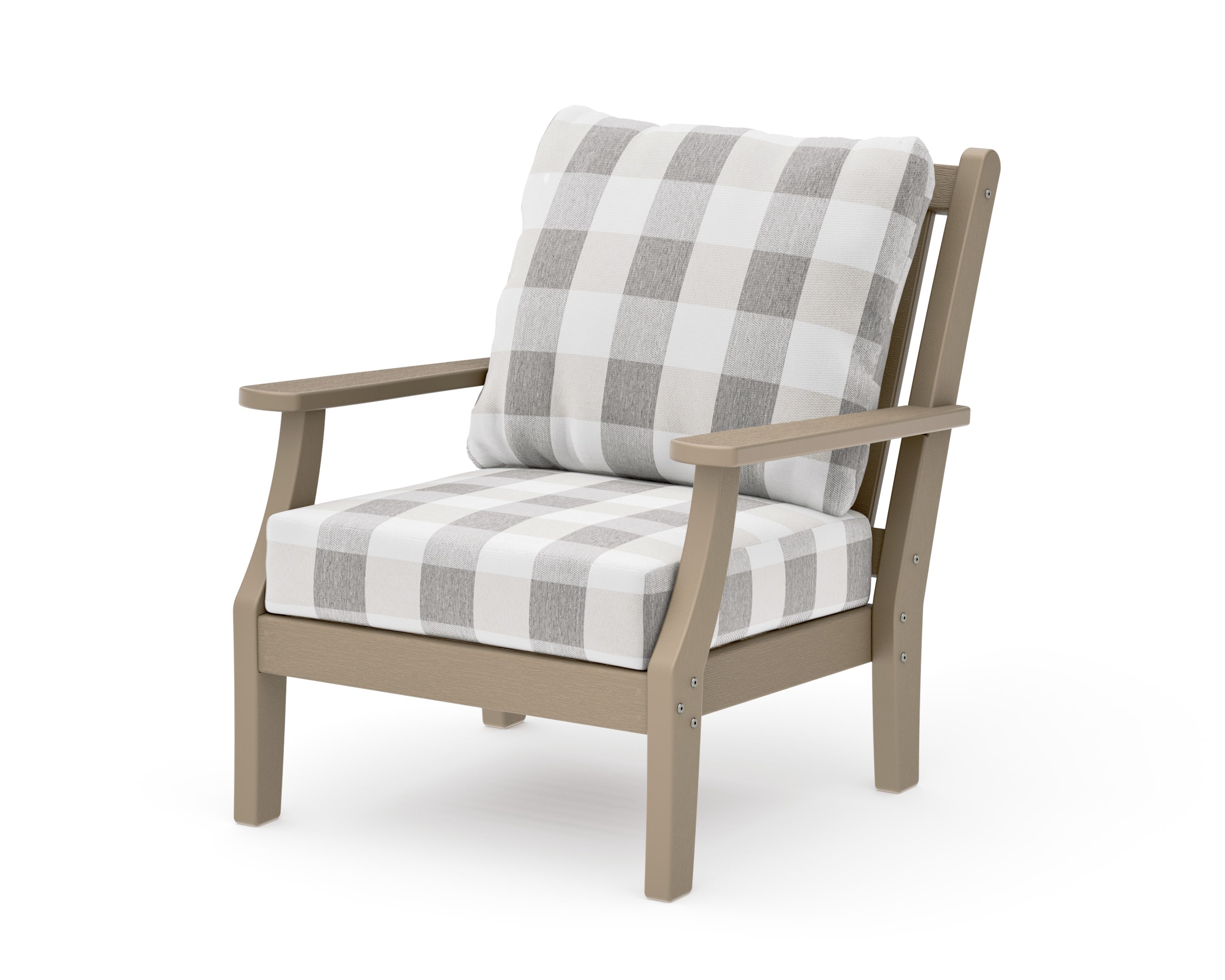 Wovendale Deep Seating Chair in Vintage Sahara / Buffalo Plaid Grey Mist