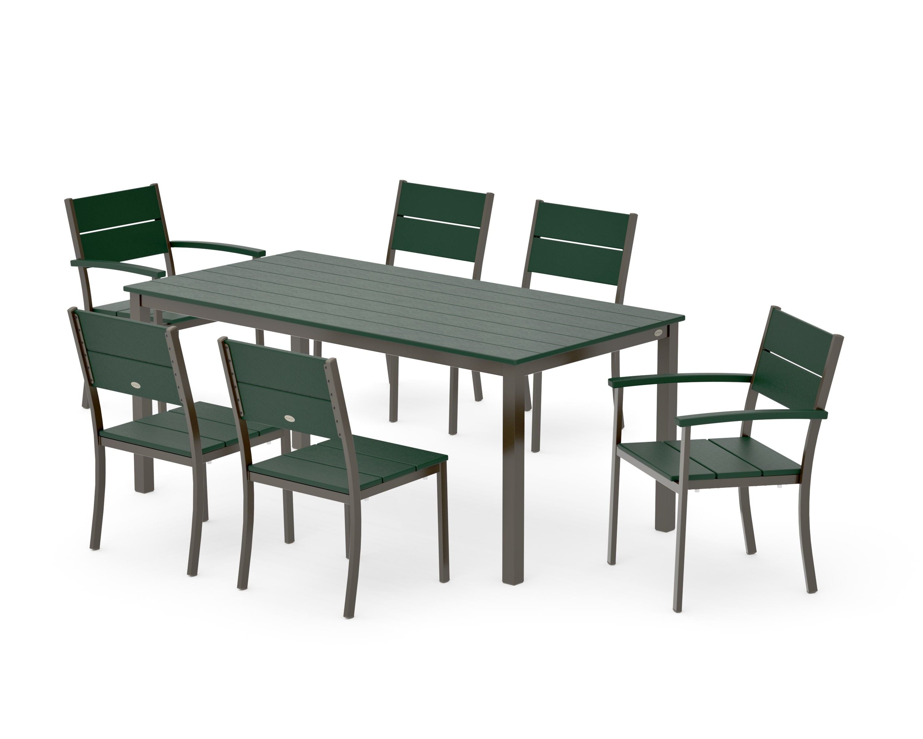 Main Street 7-Piece Dining Set in Bronze / Green