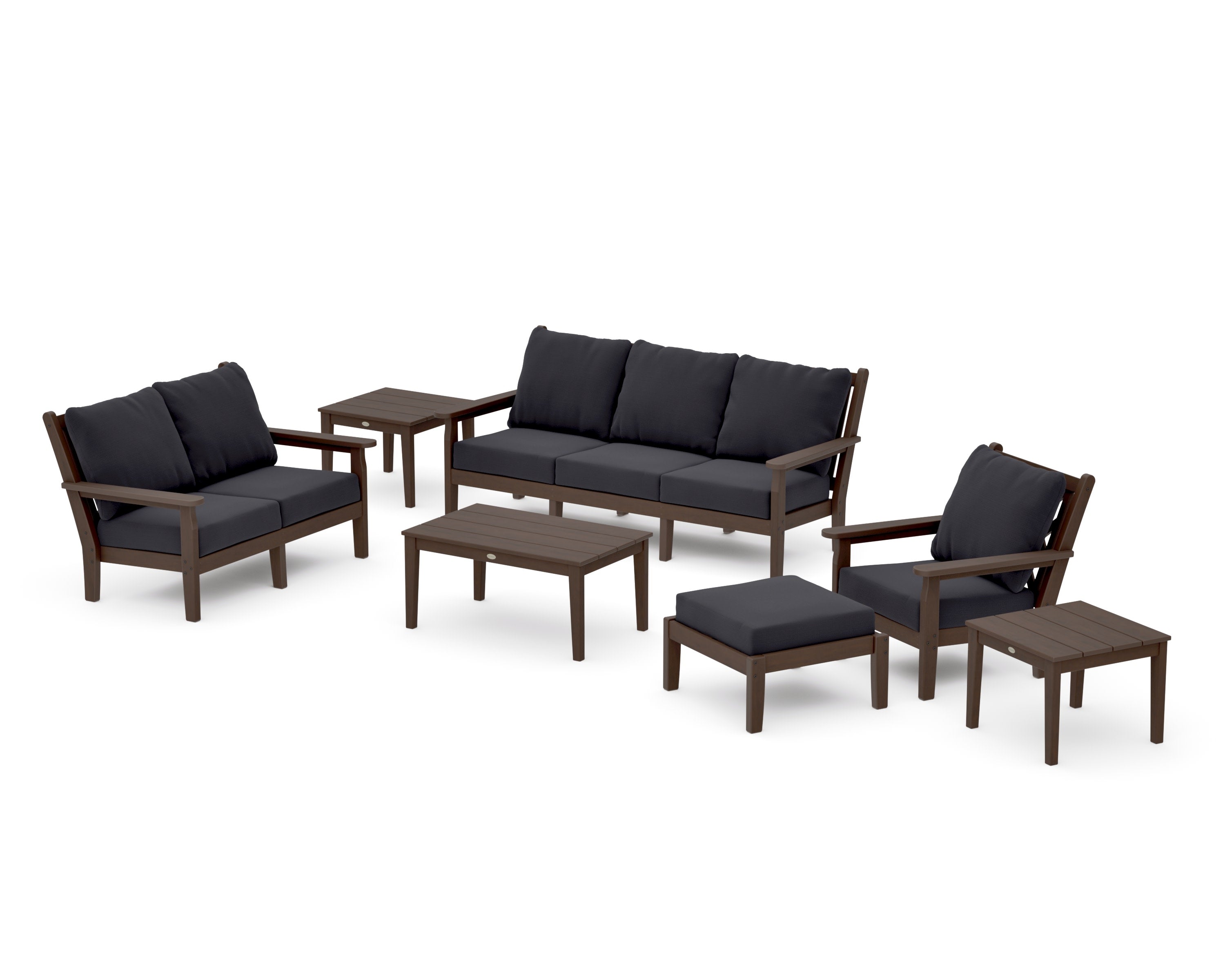 Chippendale 7-Piece Deep Seating Set in Kona / Midnight Linen