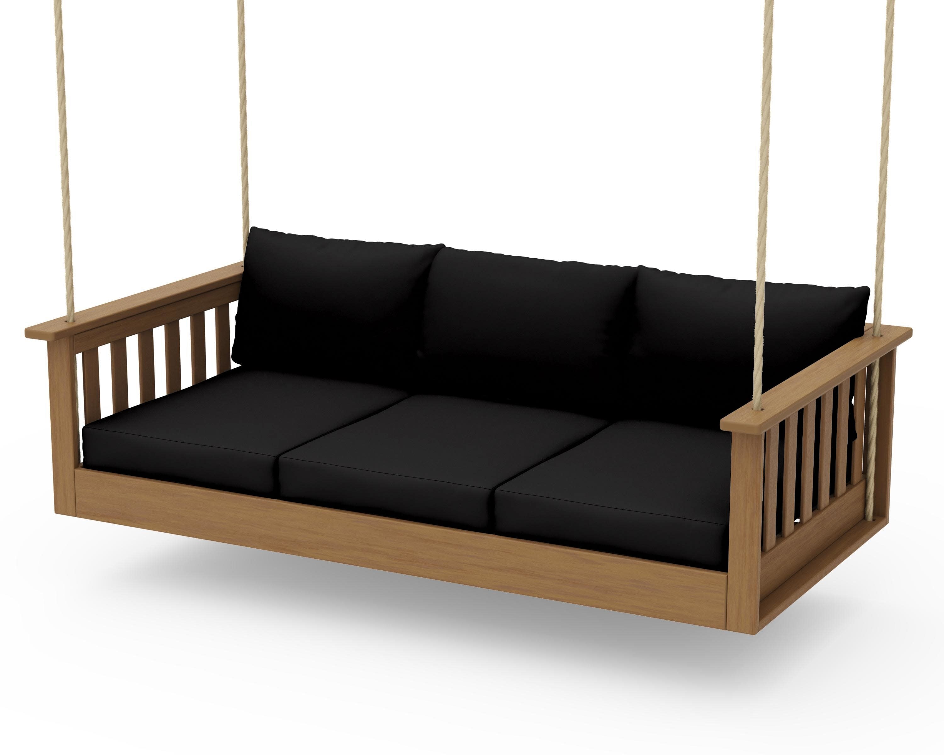 Vineyard Daybed Swing in Natural / Canvas Black