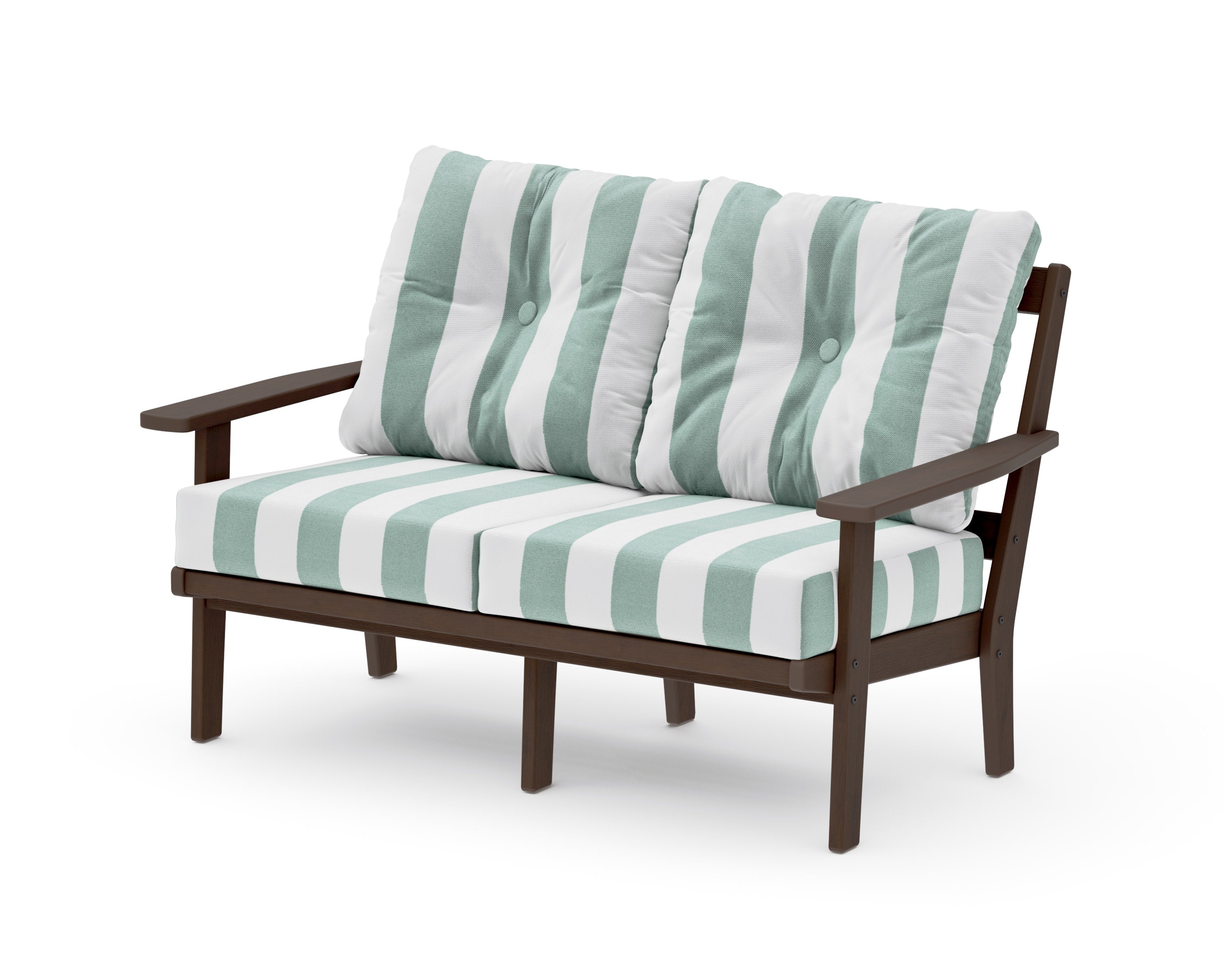 Prairie Deep SeatingLoveseat in Kona / Cabana Stripe Glacier Spa