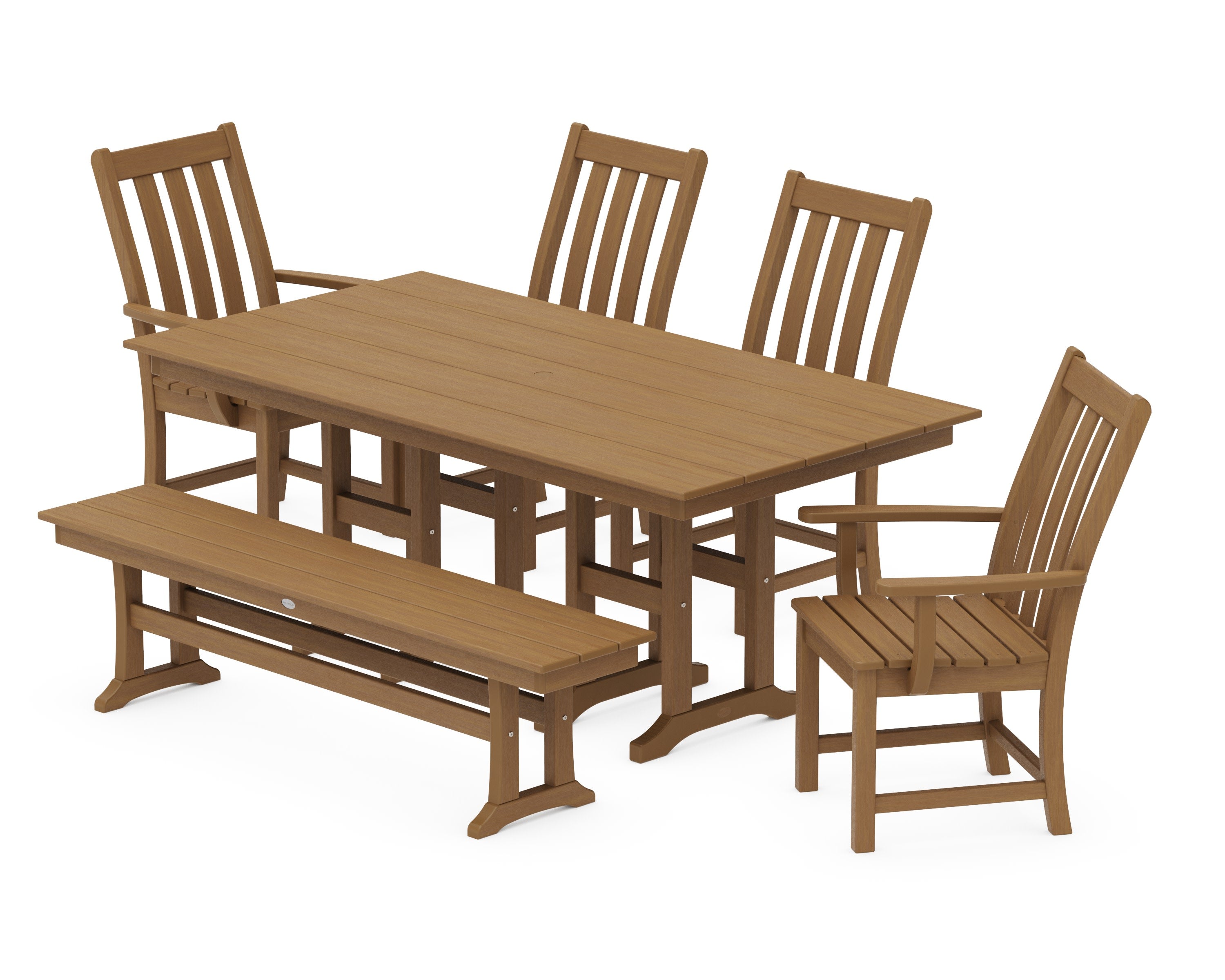 Vineyard 6-Piece Farmhouse Dining Set with Bench in Natural