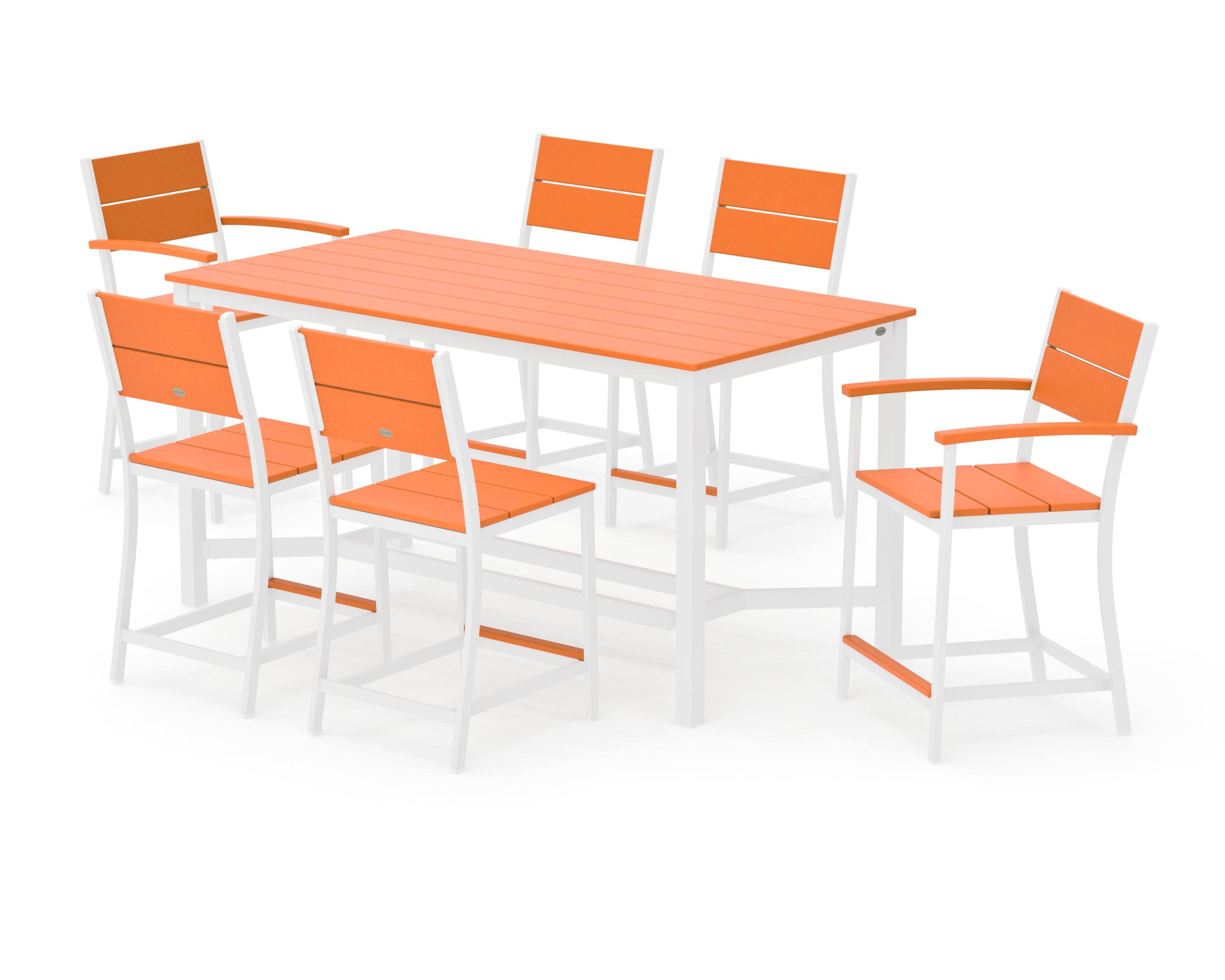 Main Street 7-Piece Counter Set in White / Tangerine