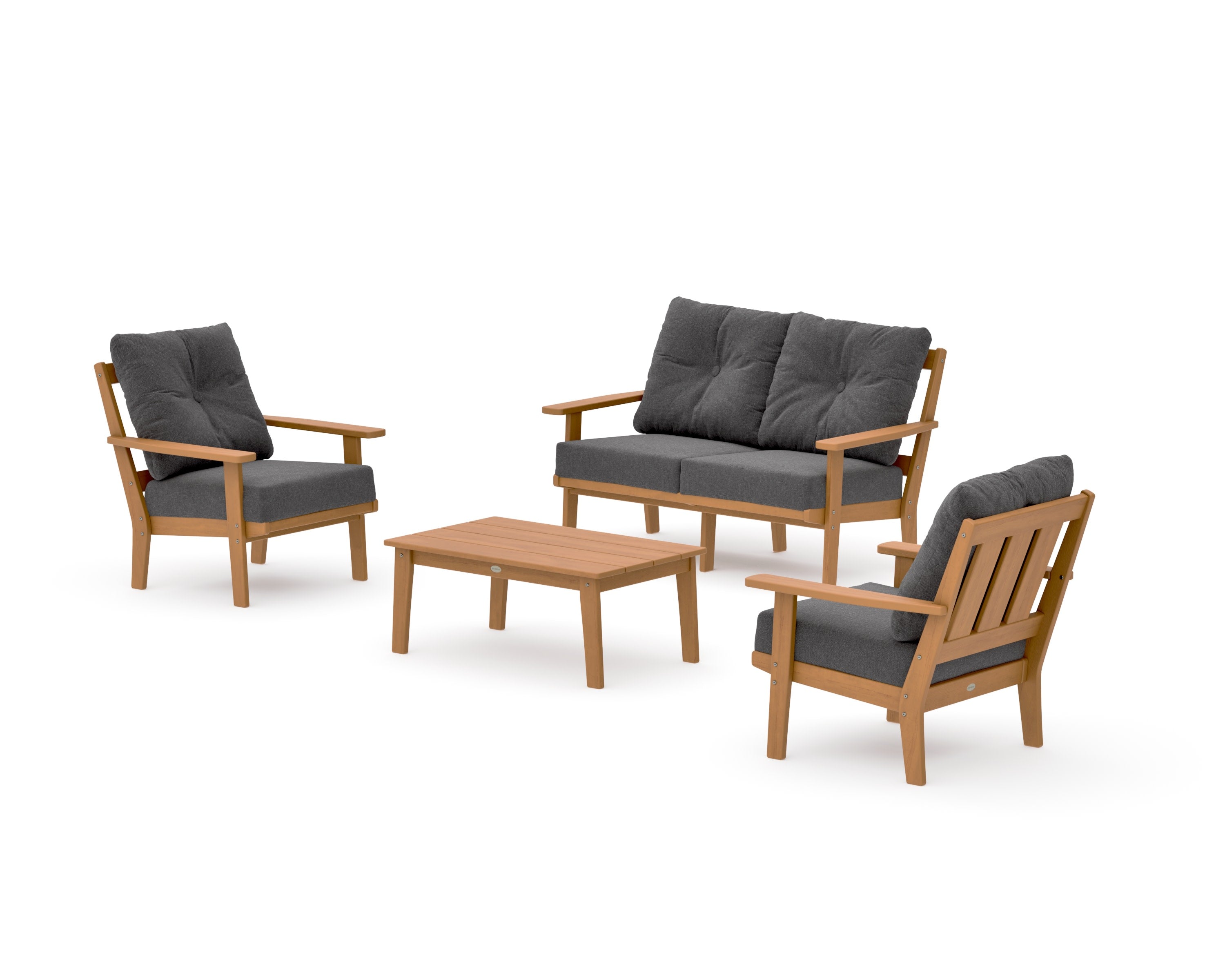 Oxford 4-Piece Deep Seating Set with Loveseat in Natural / Ash Charcoal