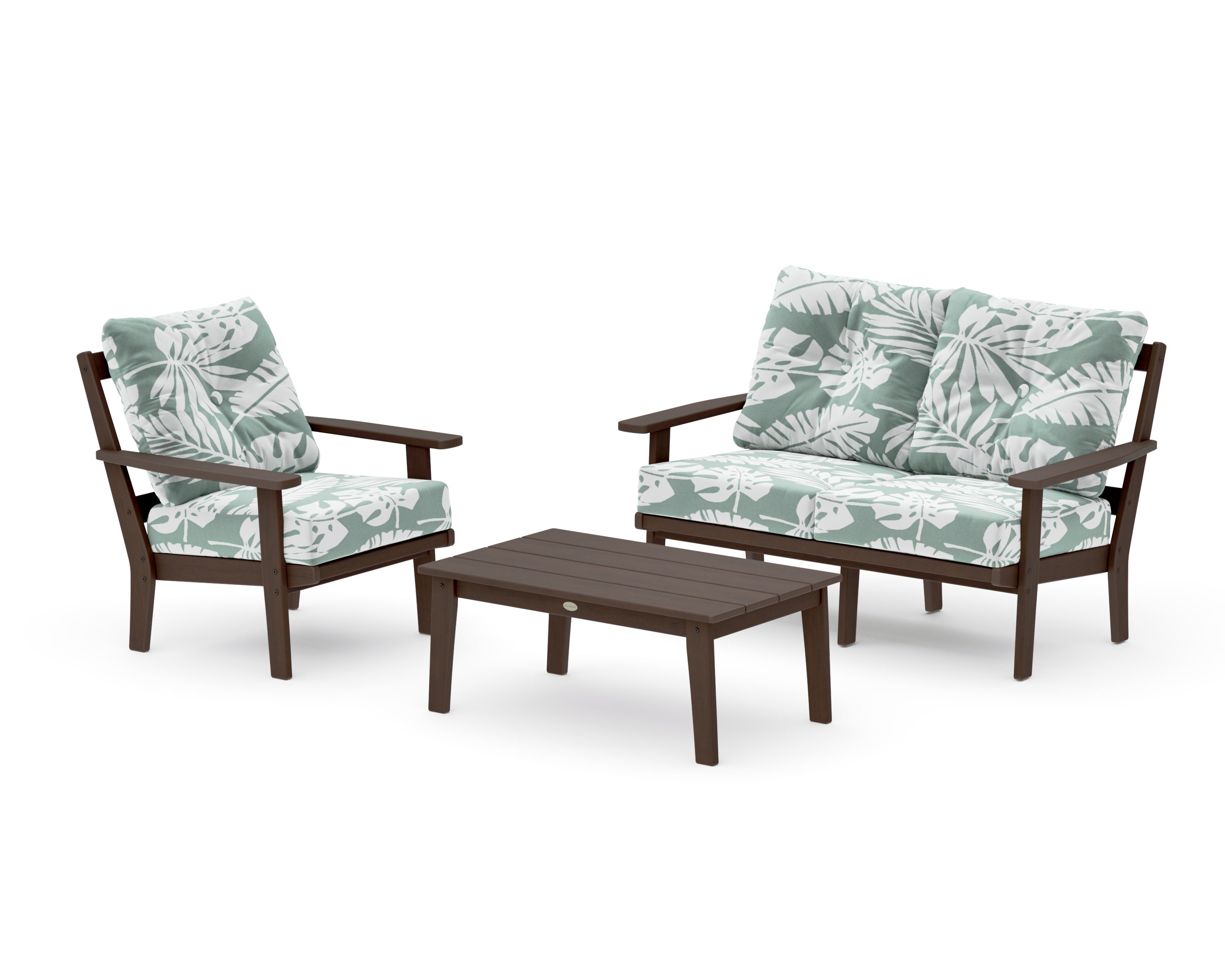 Prairie 3-Piece Deep Seating Set with Loveseat in Kona / Leaf Glacier Spa