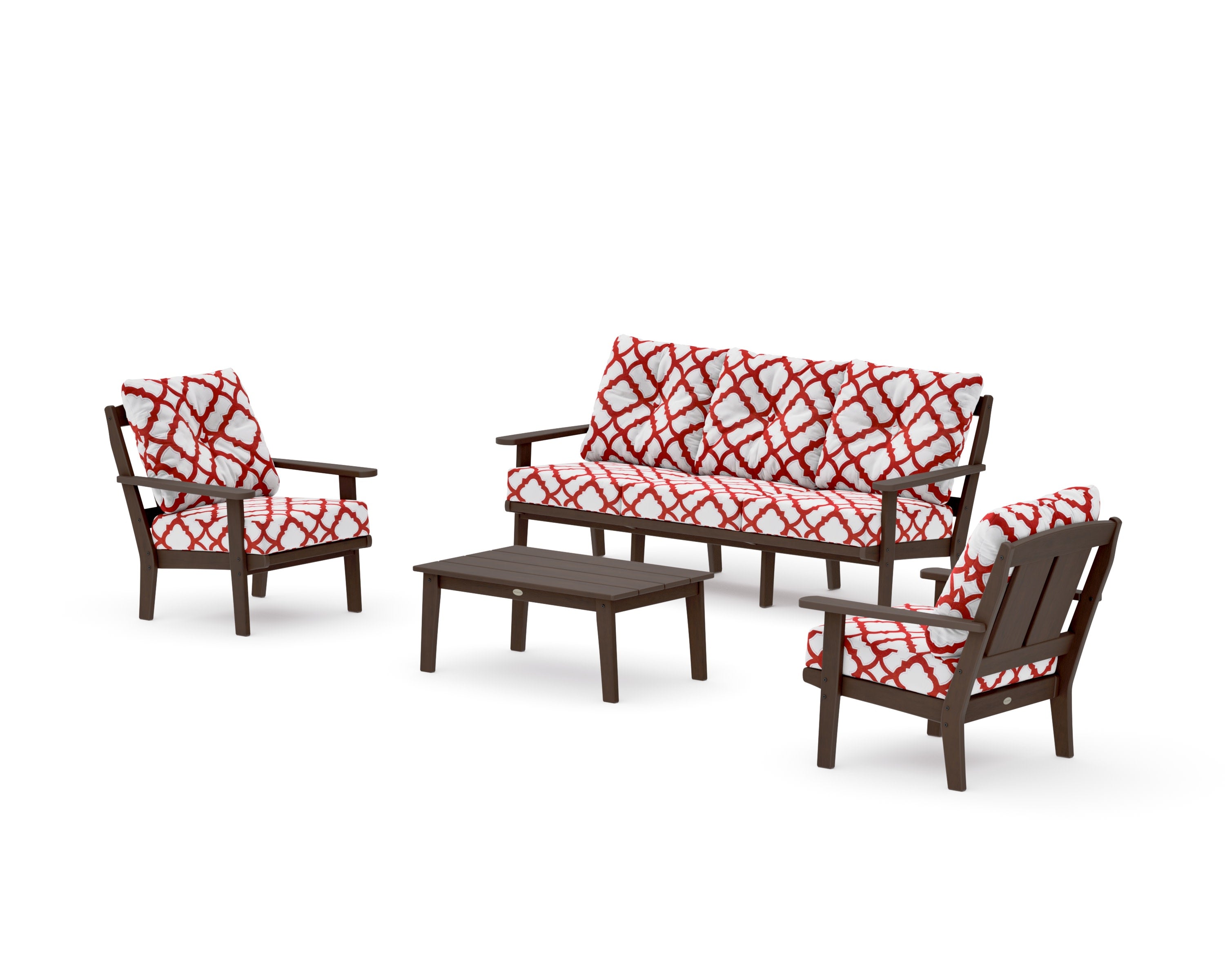 Mission 4-Piece Deep Seating Set with Sofa in Kona / Trellis Crimson