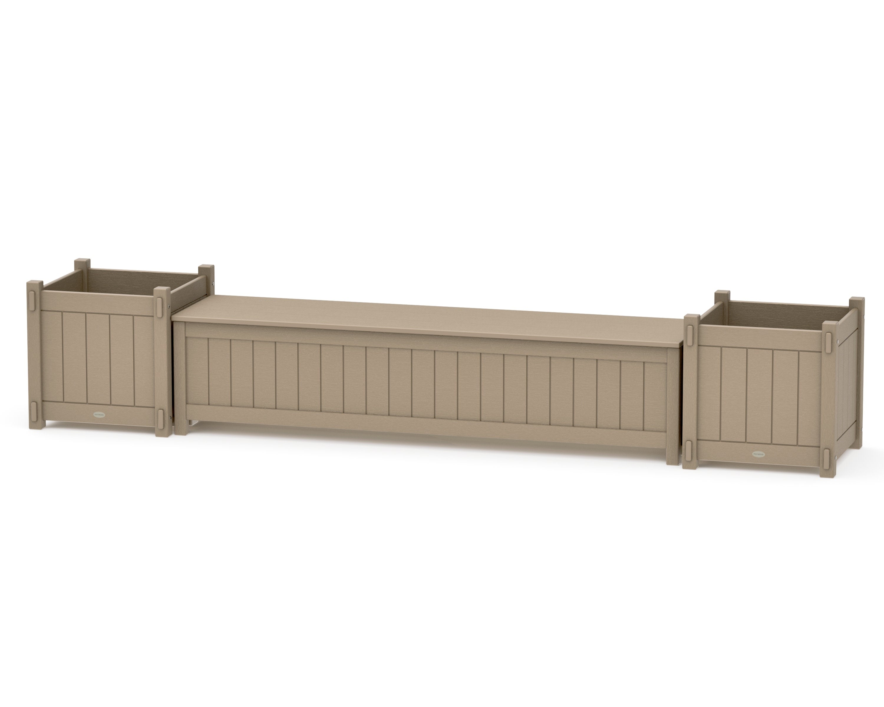 72" Vineyard Straight Planter Storage Bench Set- Large in Vintage Sahara