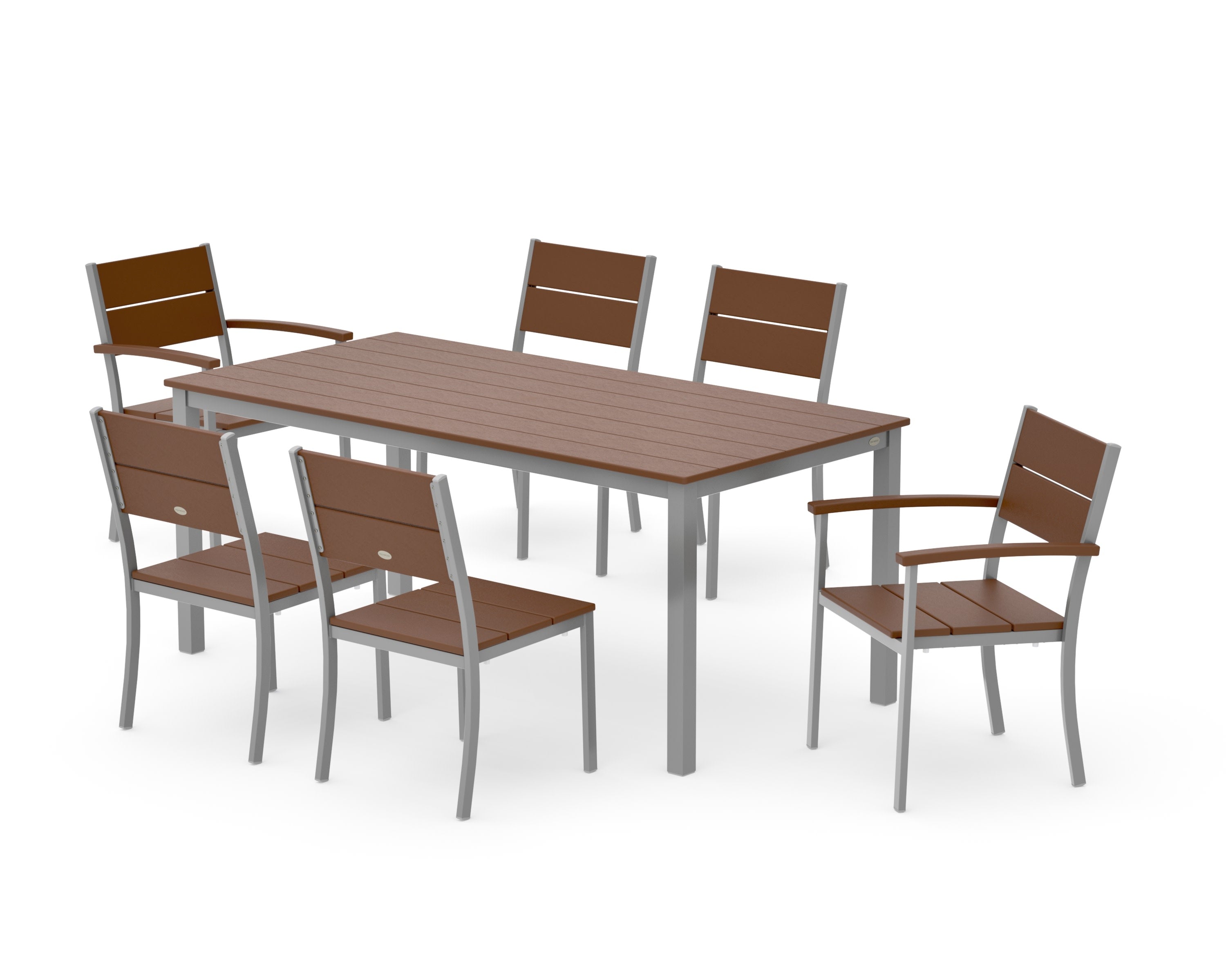 Main Street 7-Piece Dining Set in Silver / Teak