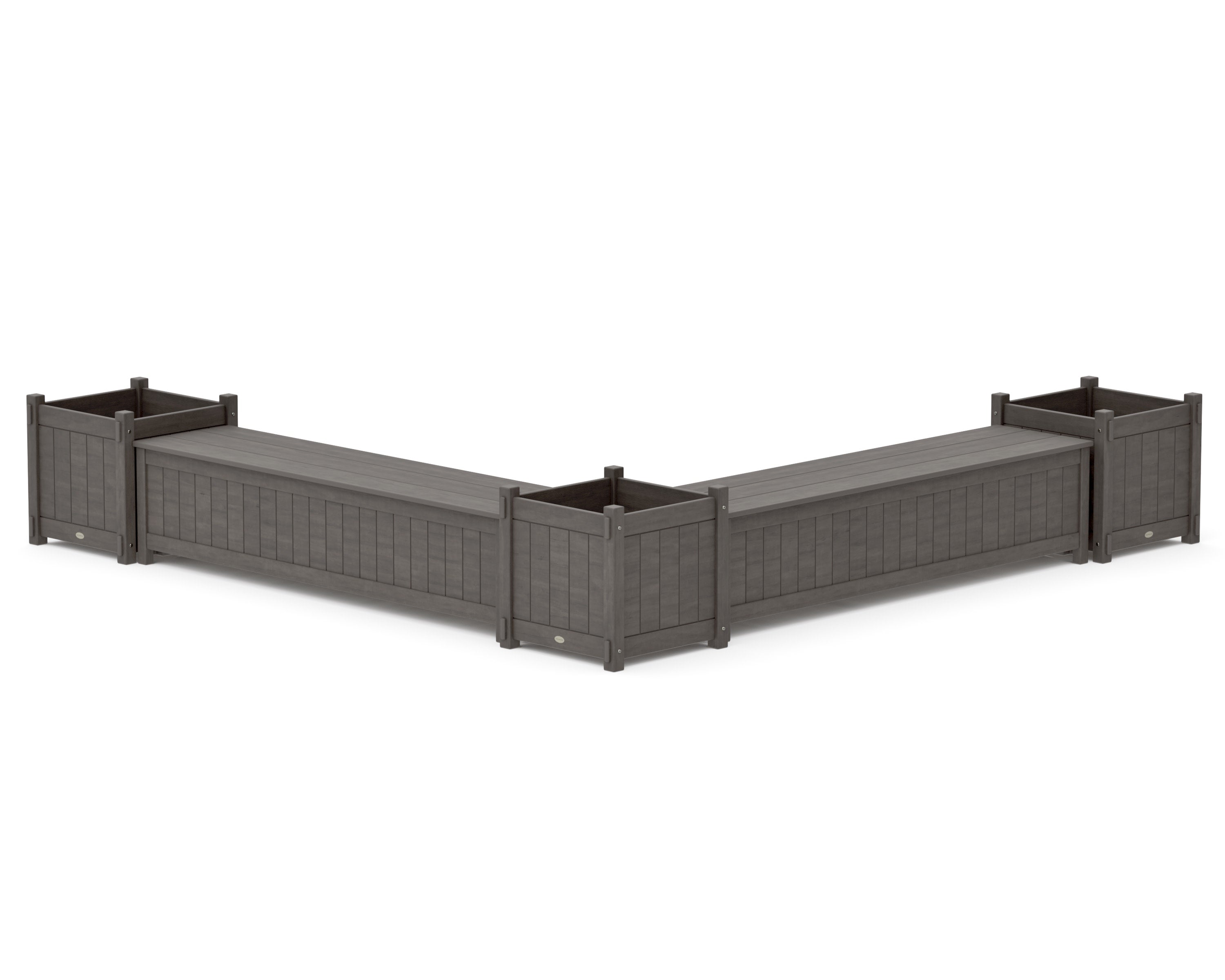 72" Vineyard L- Shaped Planter Storage Bench Corner Set- Large in Driftwood