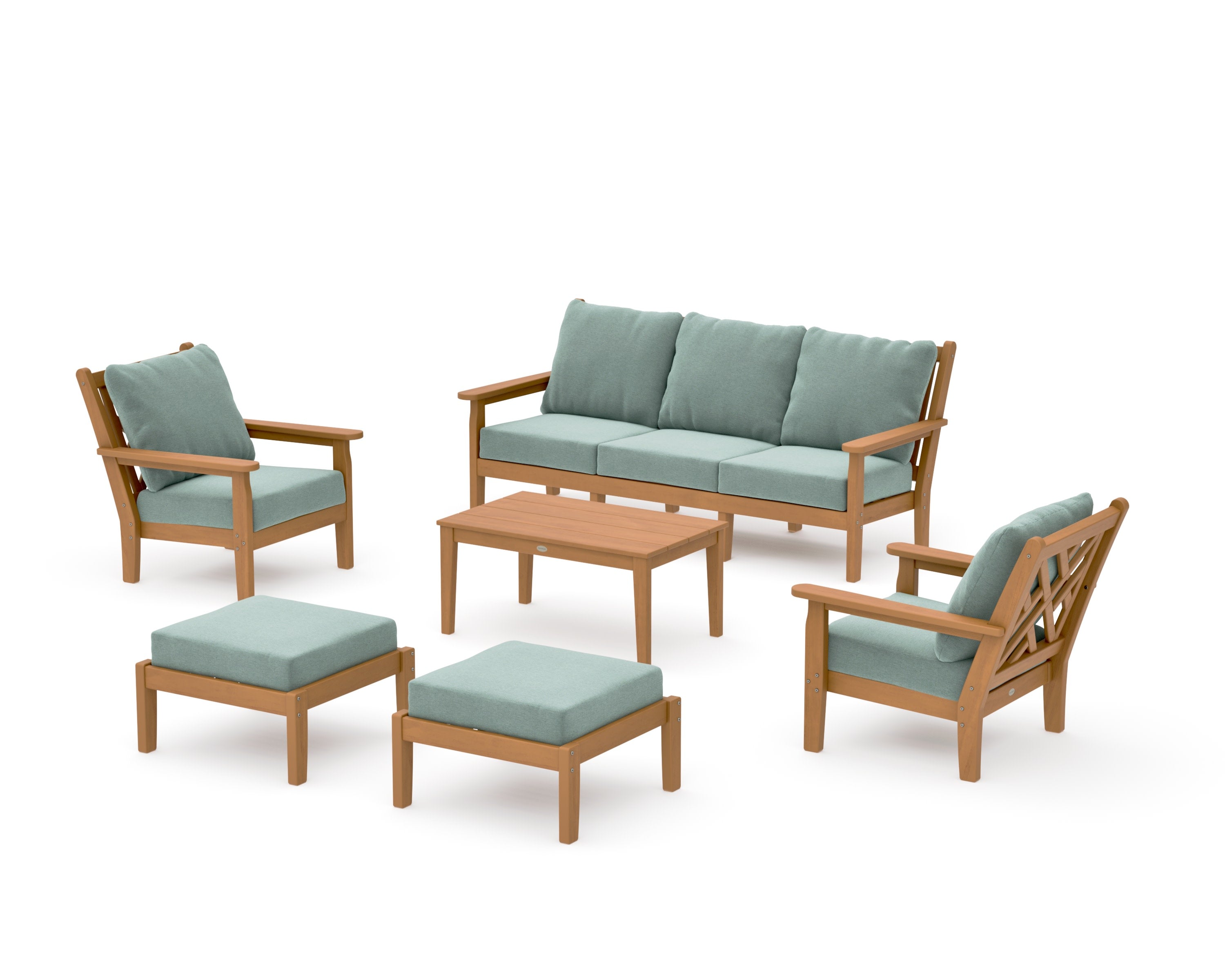 Chippendale 6-Piece Lounge Sofa Set in Natural / Glacier Spa