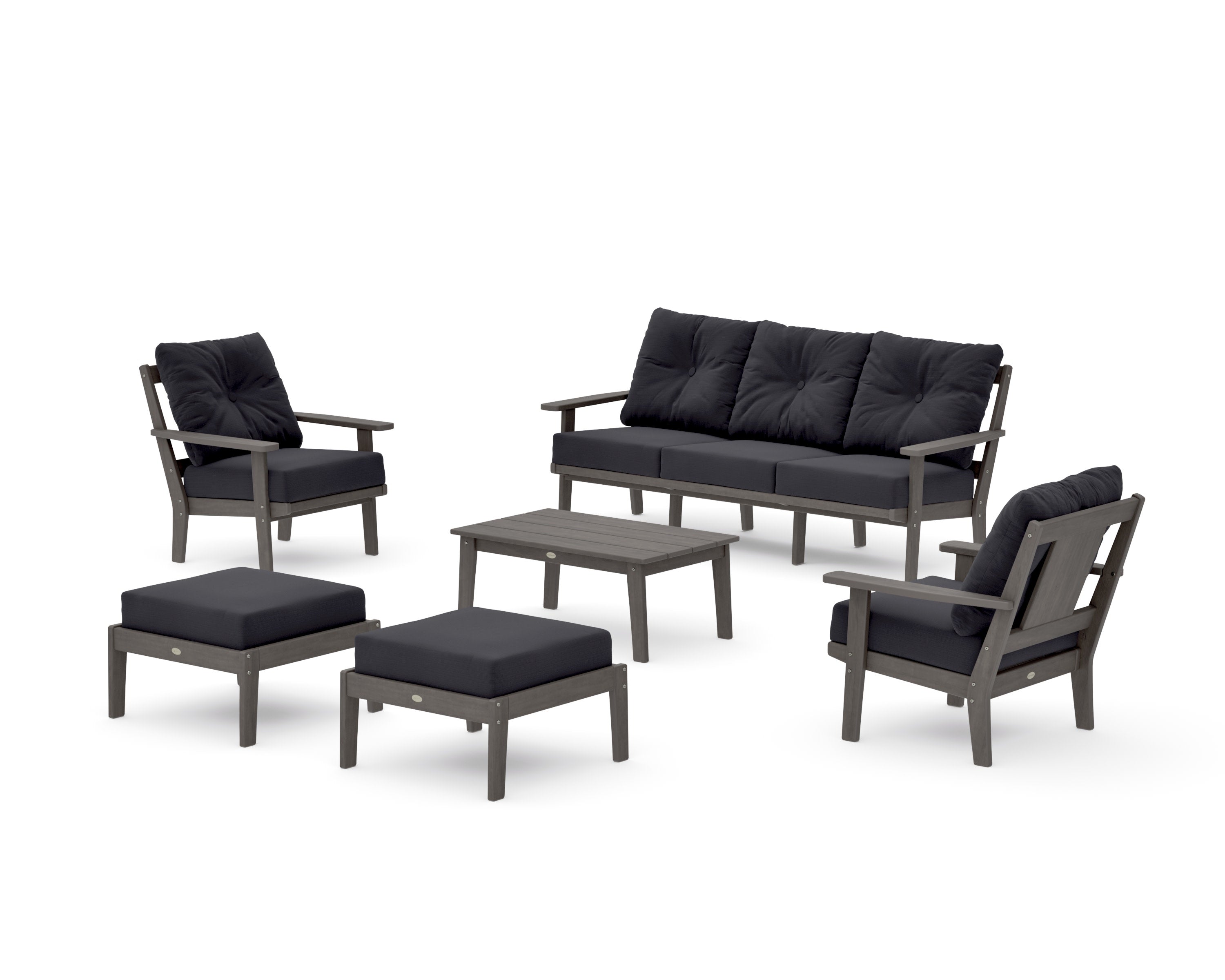 Prairie 6-Piece Lounge Sofa Set in Driftwood / Midnight Linen