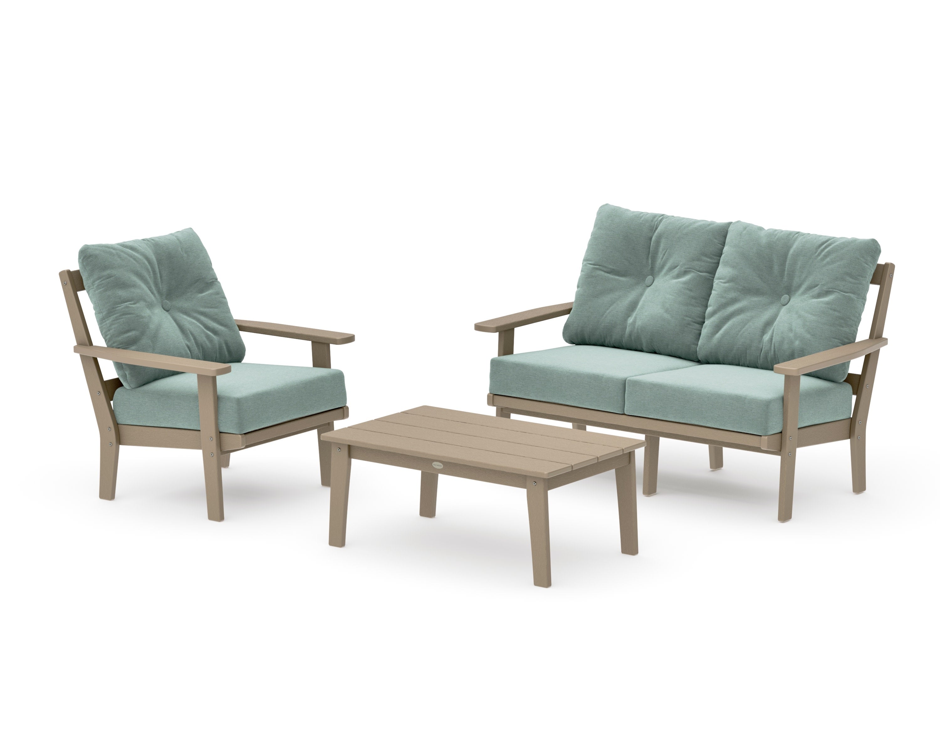 Prairie 3-Piece Deep Seating Set with Loveseat in Vintage Sahara / Glacier Spa