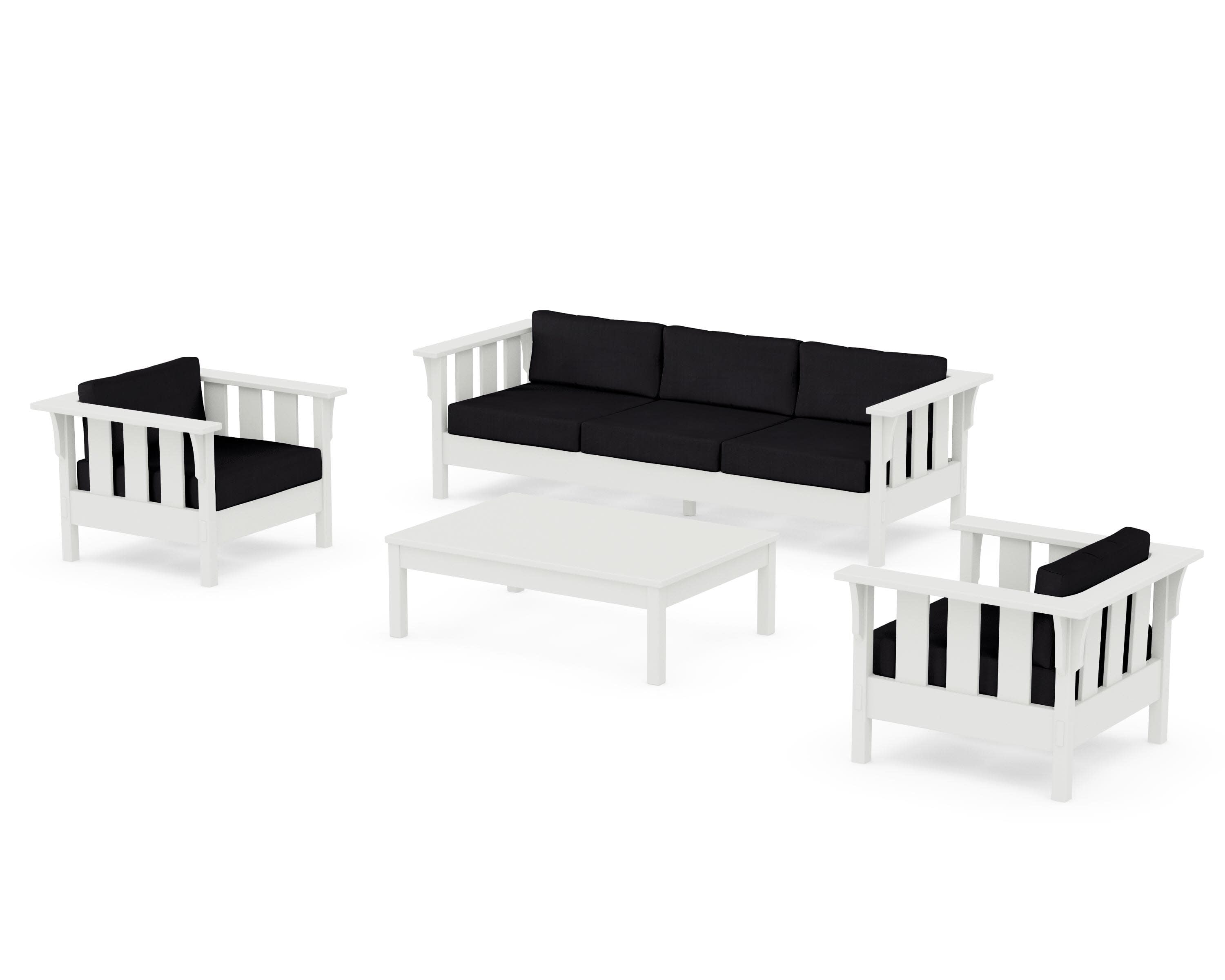 Acadia 4-Piece Deep Seating Set with Sofa in Vintage White / Midnight Linen