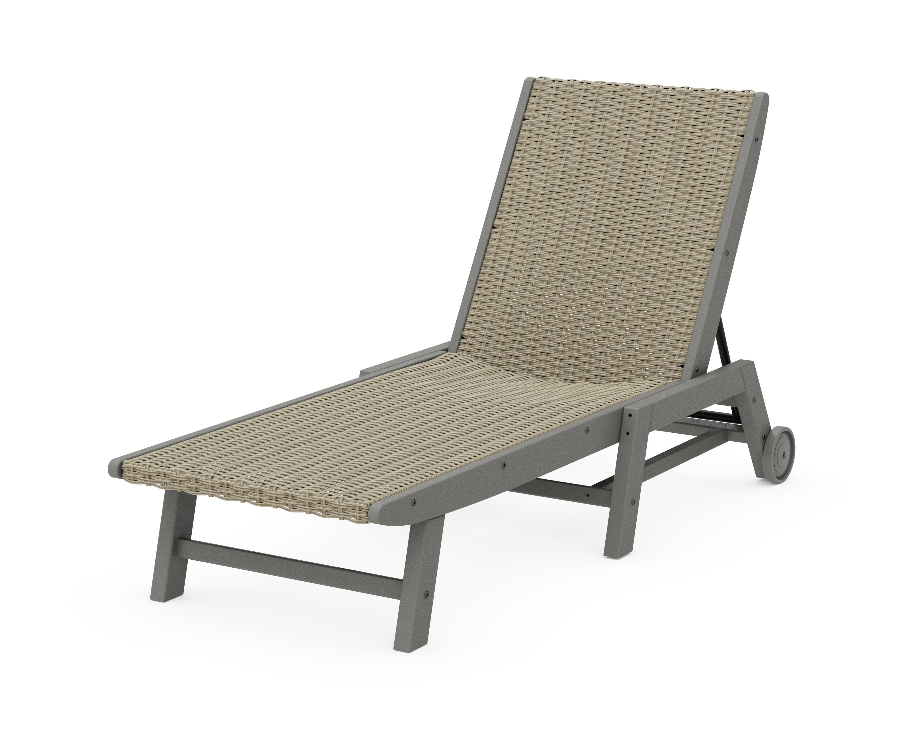Coastal Woven Chaise with Wheels in Slate Grey / Dune Grass