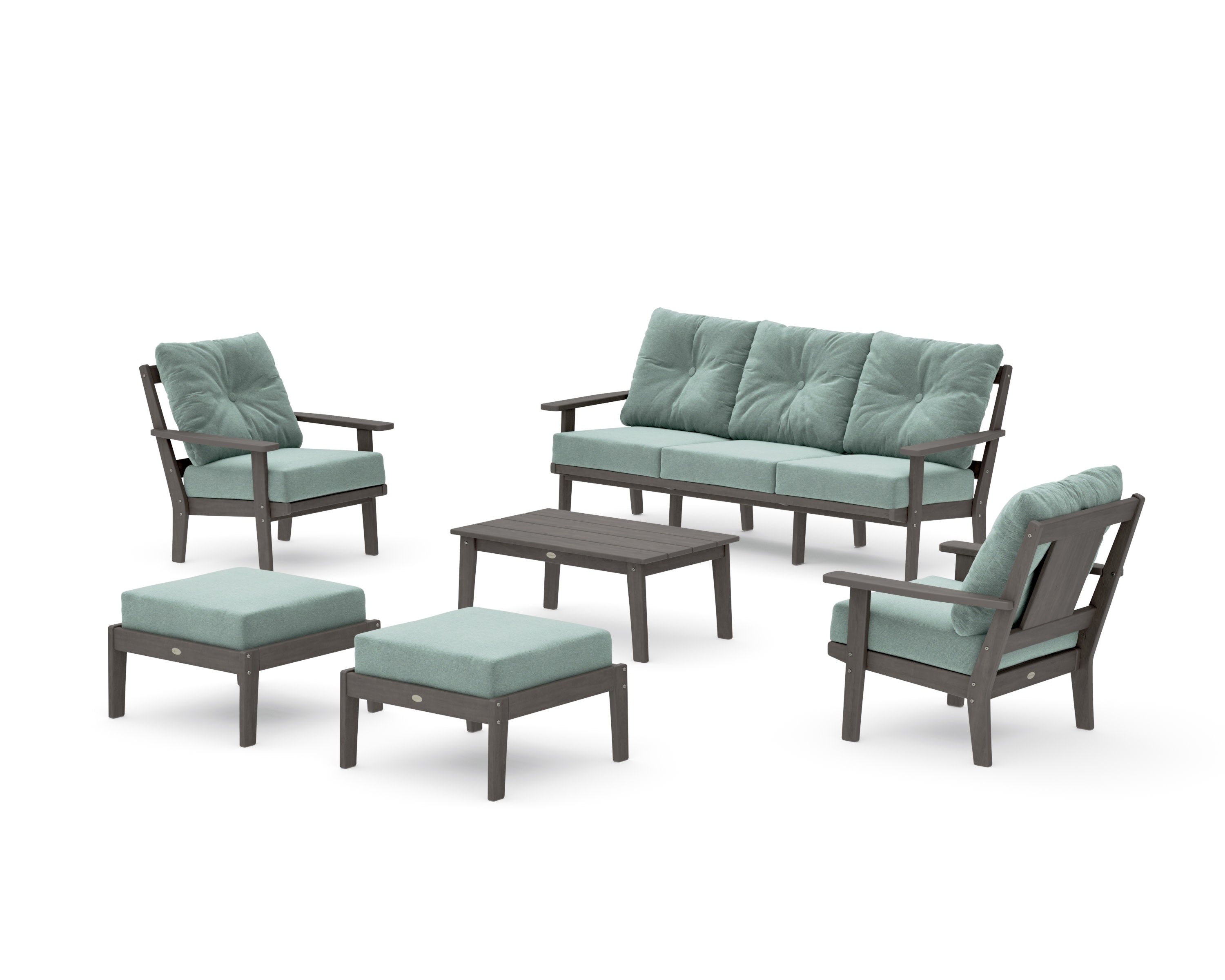 Prairie 6-Piece Lounge Sofa Set in Driftwood / Glacier Spa