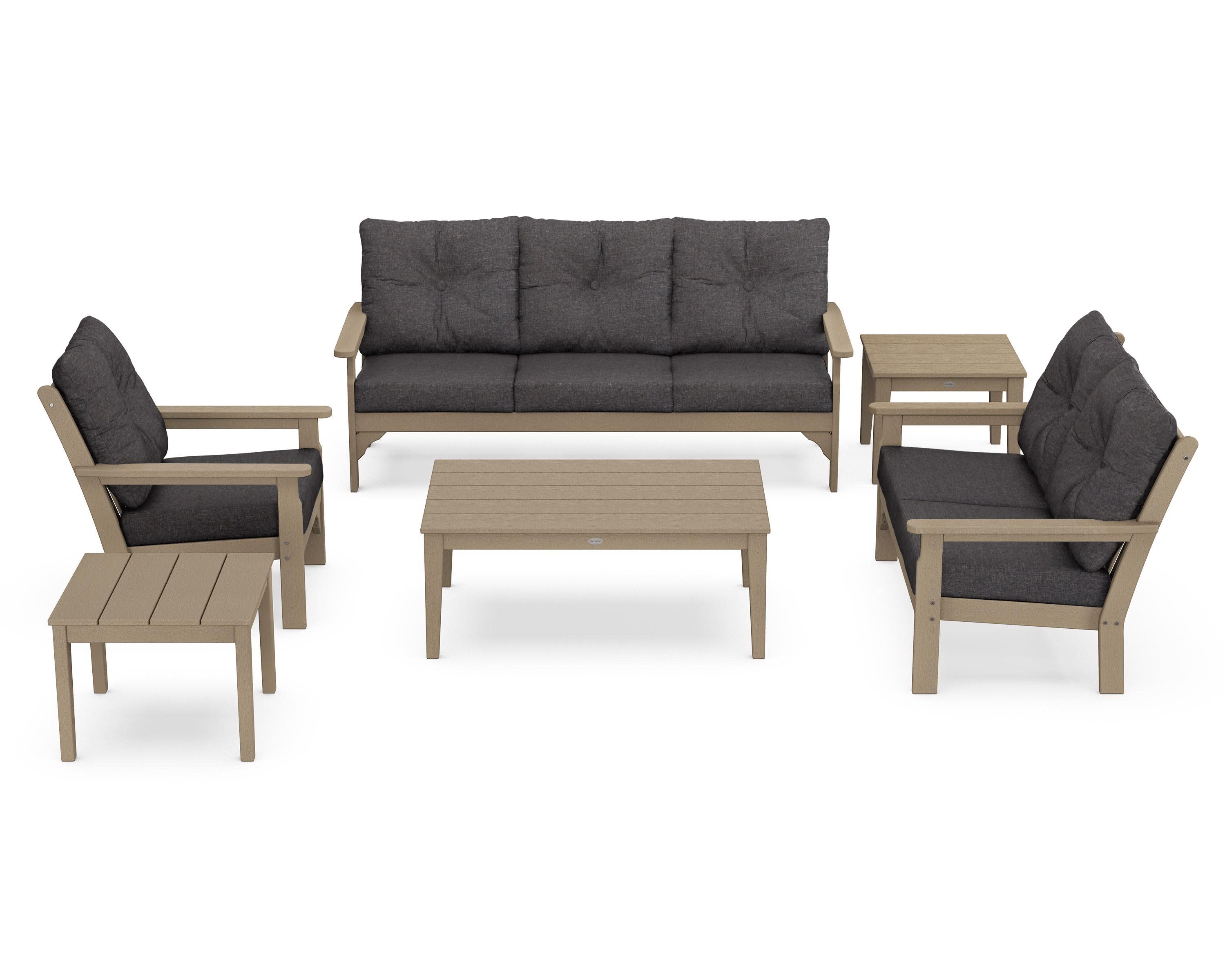 Vineyard 6-Piece Deep Seating Set in Vintage Sahara / Ash Charcoal