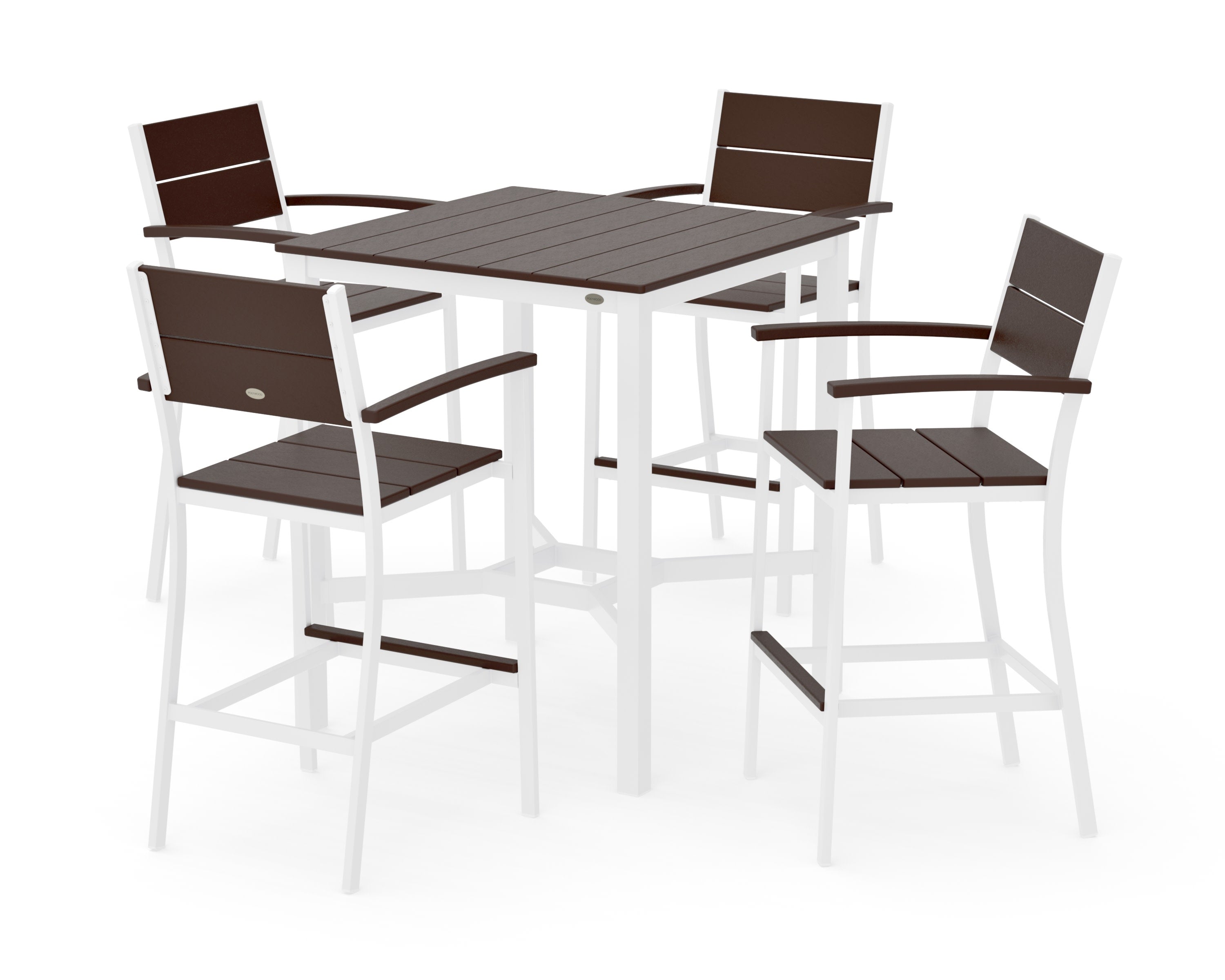Main Street 5-Piece Bar Set in White / Mahogany