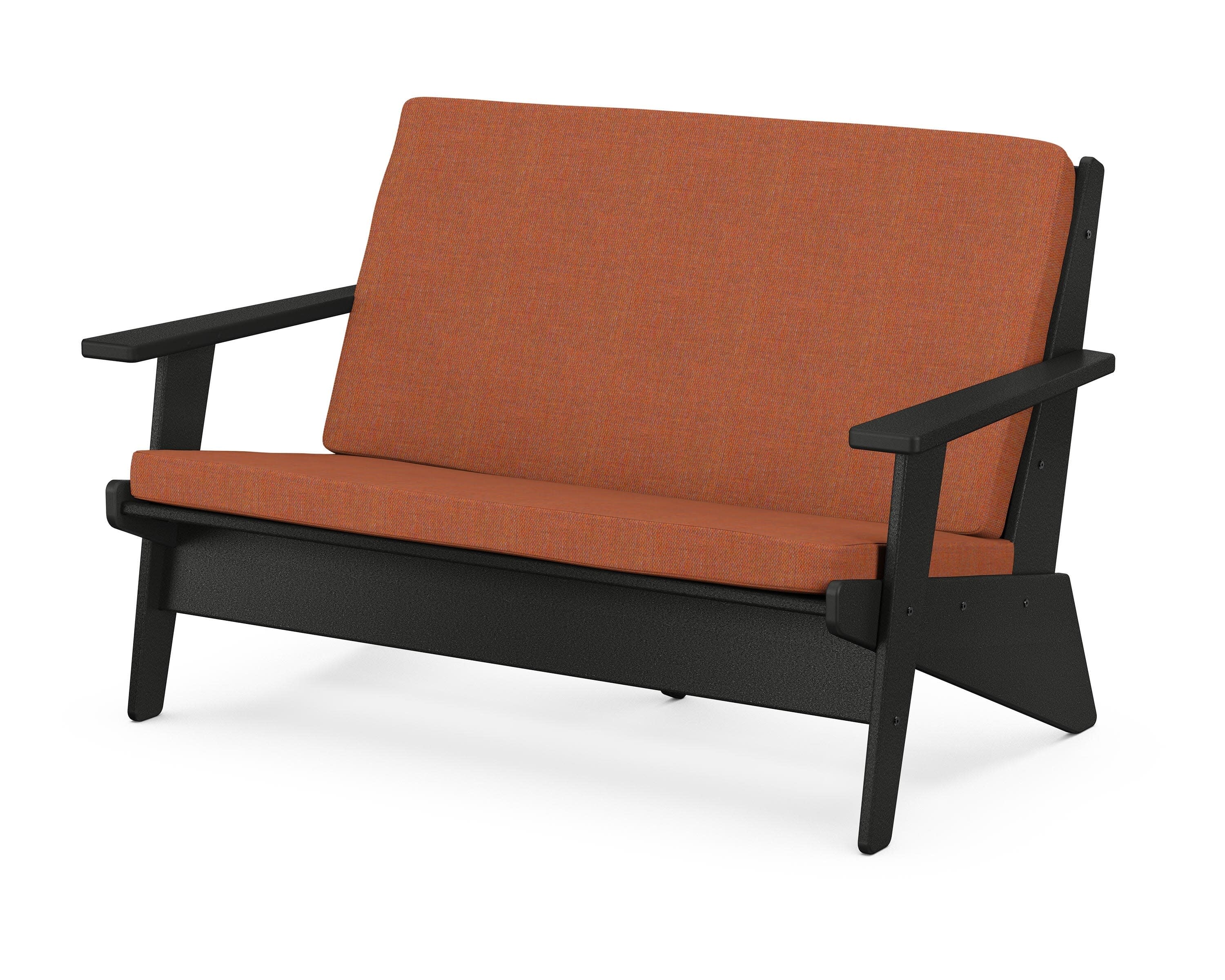 Riviera Modern Lounge Loveseat in Black / Play Adobe