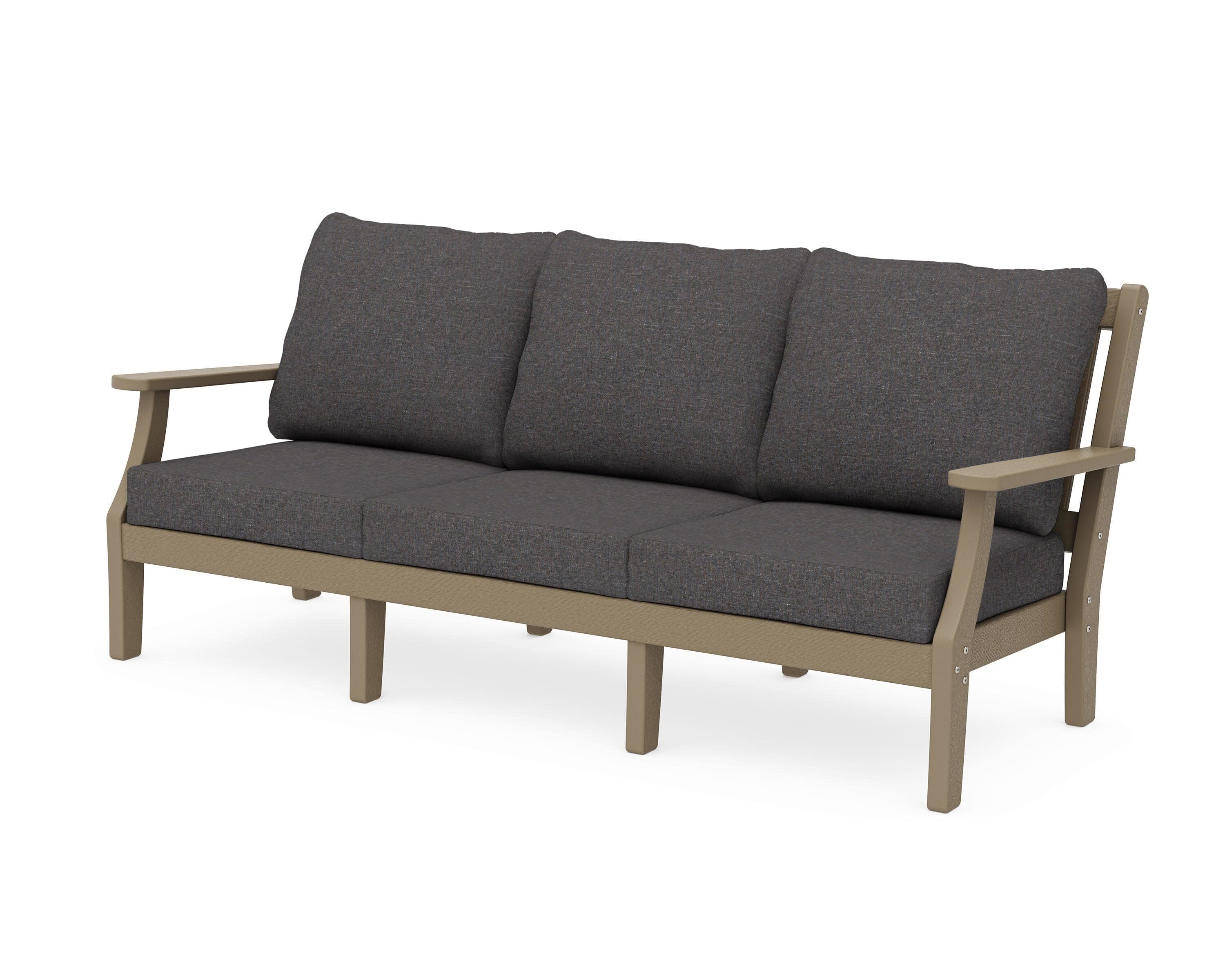 Chinoiserie Deep Seating Sofa in Vintage Sahara / Ash Charcoal