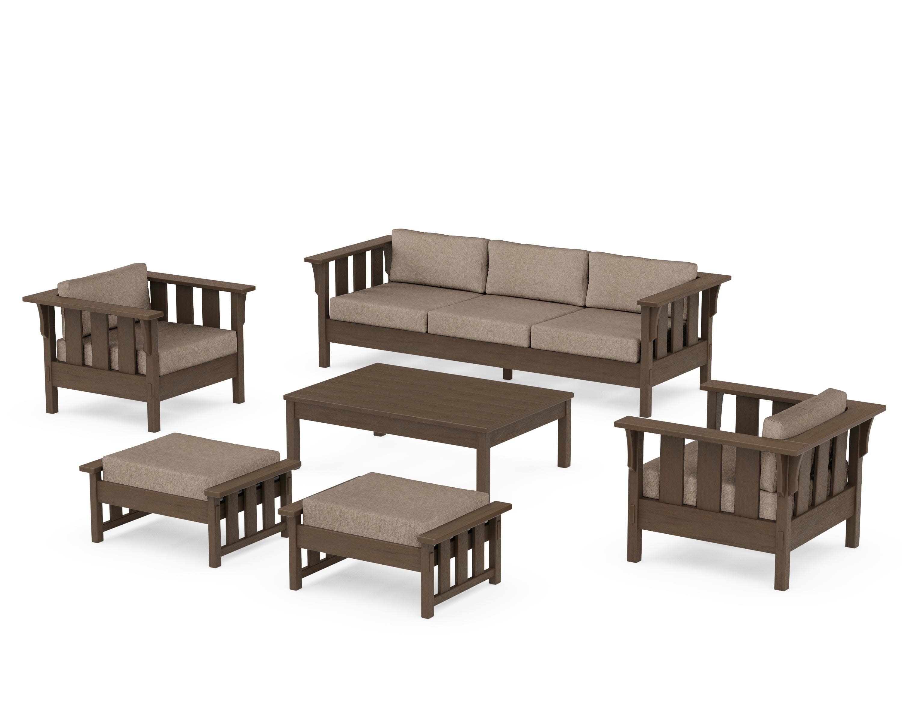 Acadia 6-Piece Lounge Sofa Set in Kona / Spiced Burlap