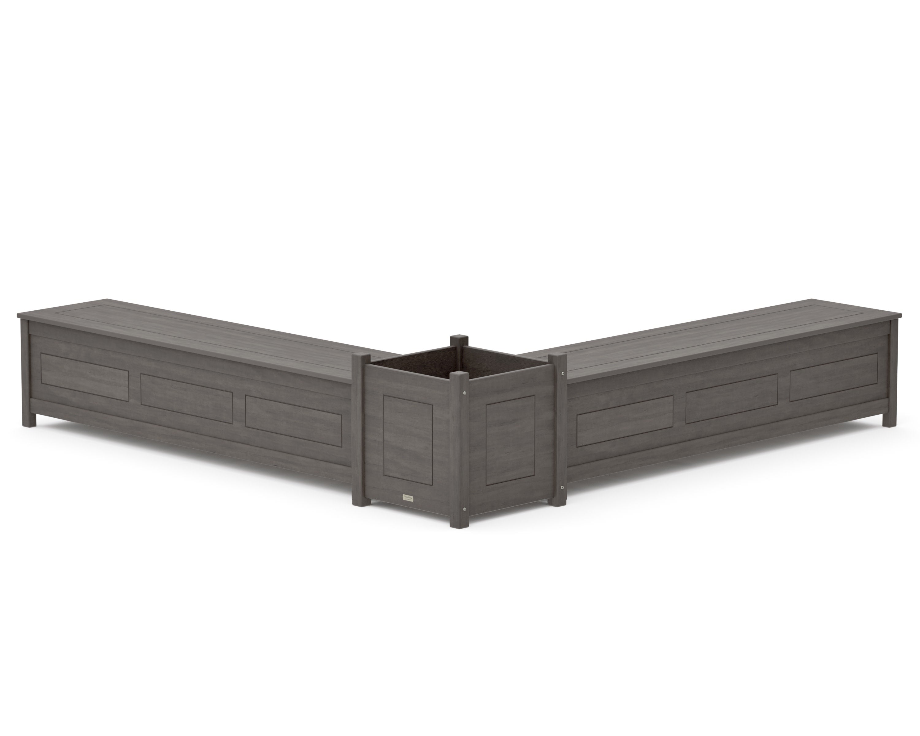 72" Country Living L- Shaped Planter Storage Bench Set- Large in Driftwood