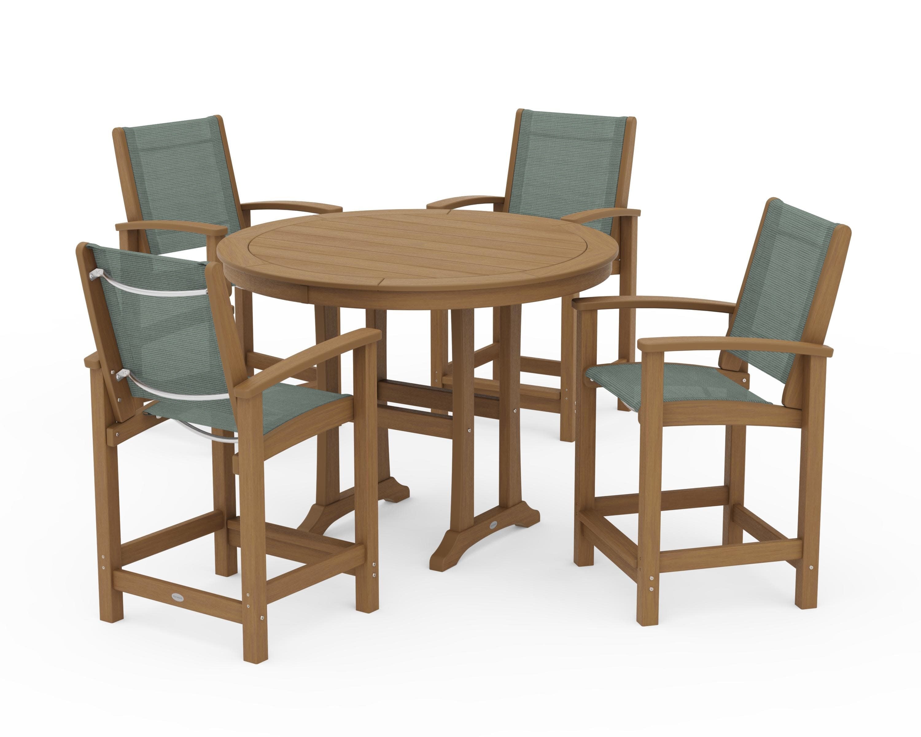 Coastal 5-Piece Counter Set in Natural / Dupioni Sea Mist Sling