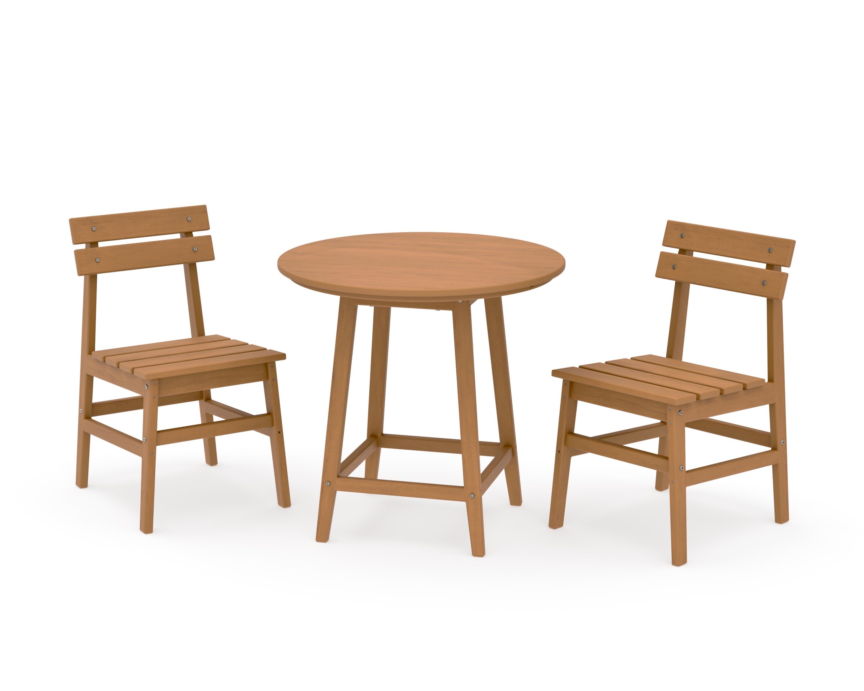 Modern Studio Plaza Chair 3-Piece Round Bistro Dining Set in Natural