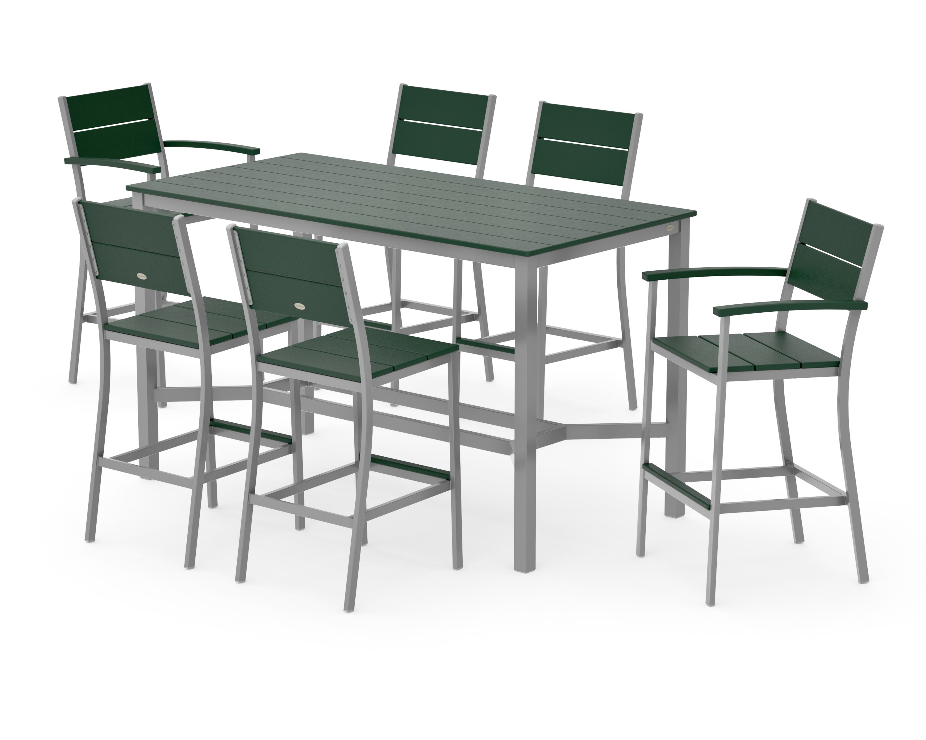 Main Street 7-Piece Bar Set in Silver / Green