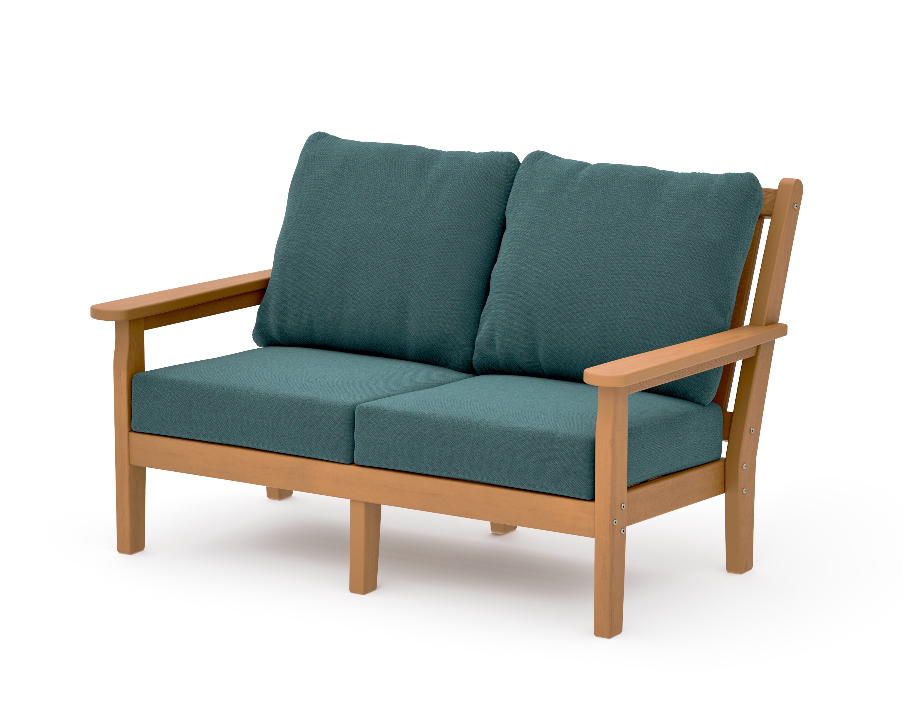 Chippendale Deep Seating Loveseat in Natural / Ocean Teal