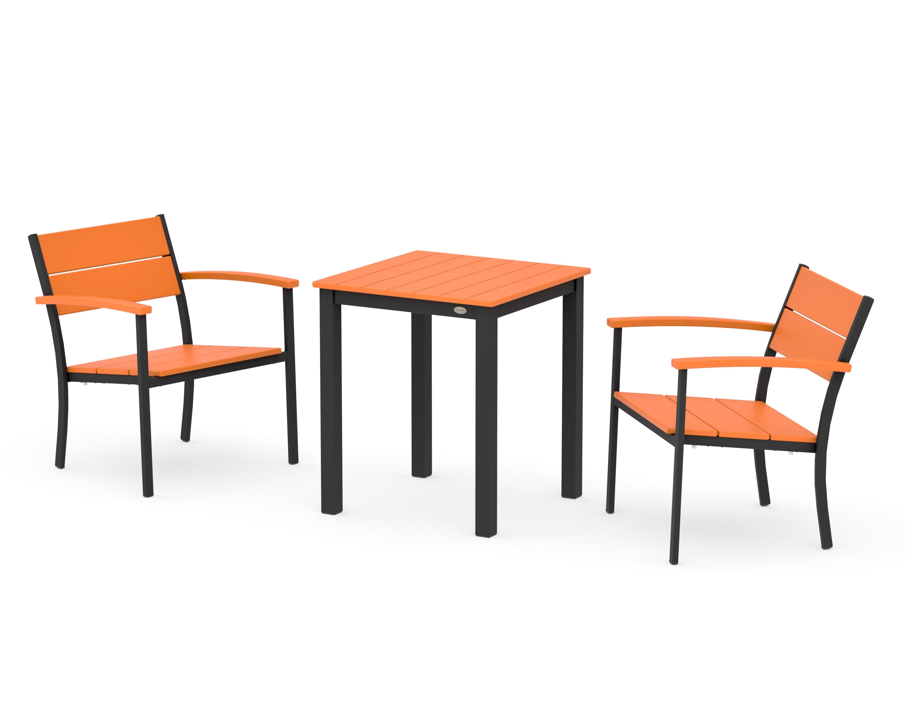 Main Street 3-Piece Square Dining Set in Black / Tangerine