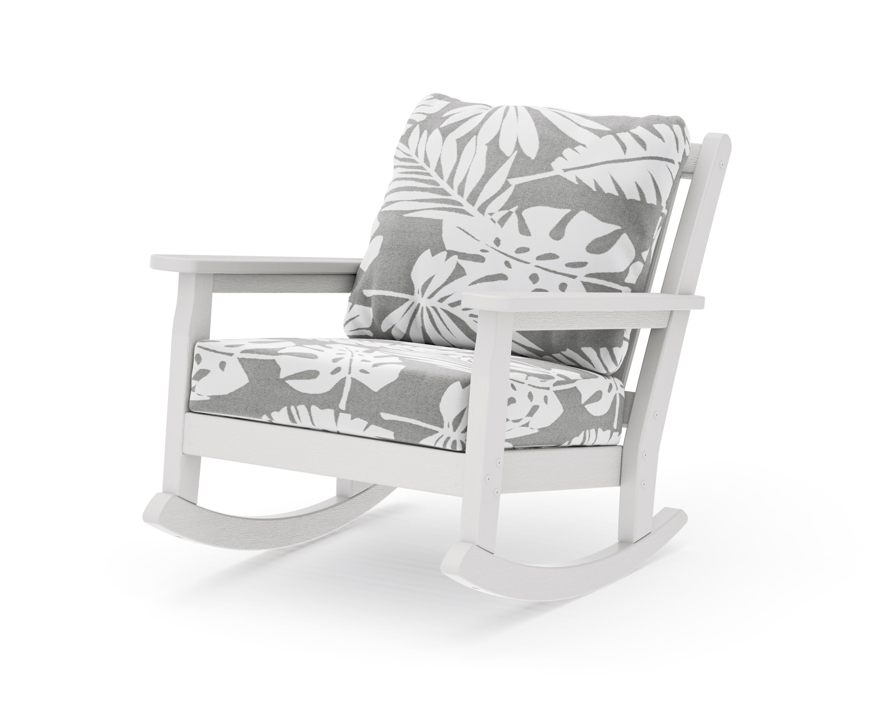 Chippendale Deep Seating Rocking Chair in Vintage White / Leaf Grey Mist