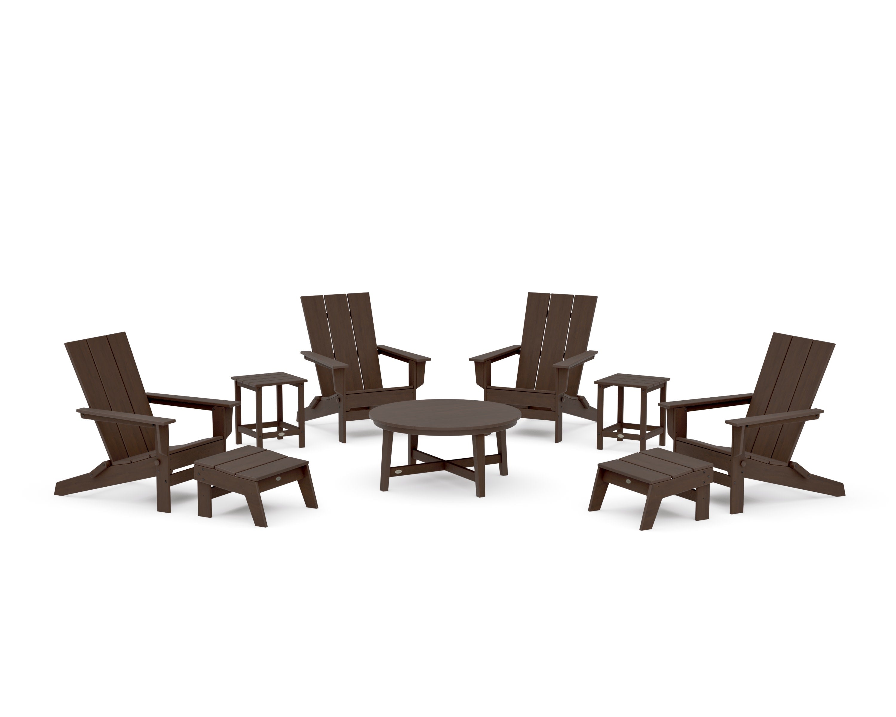 Modern Studio Folding Adirondack 9-Piece Conversation Set in Kona