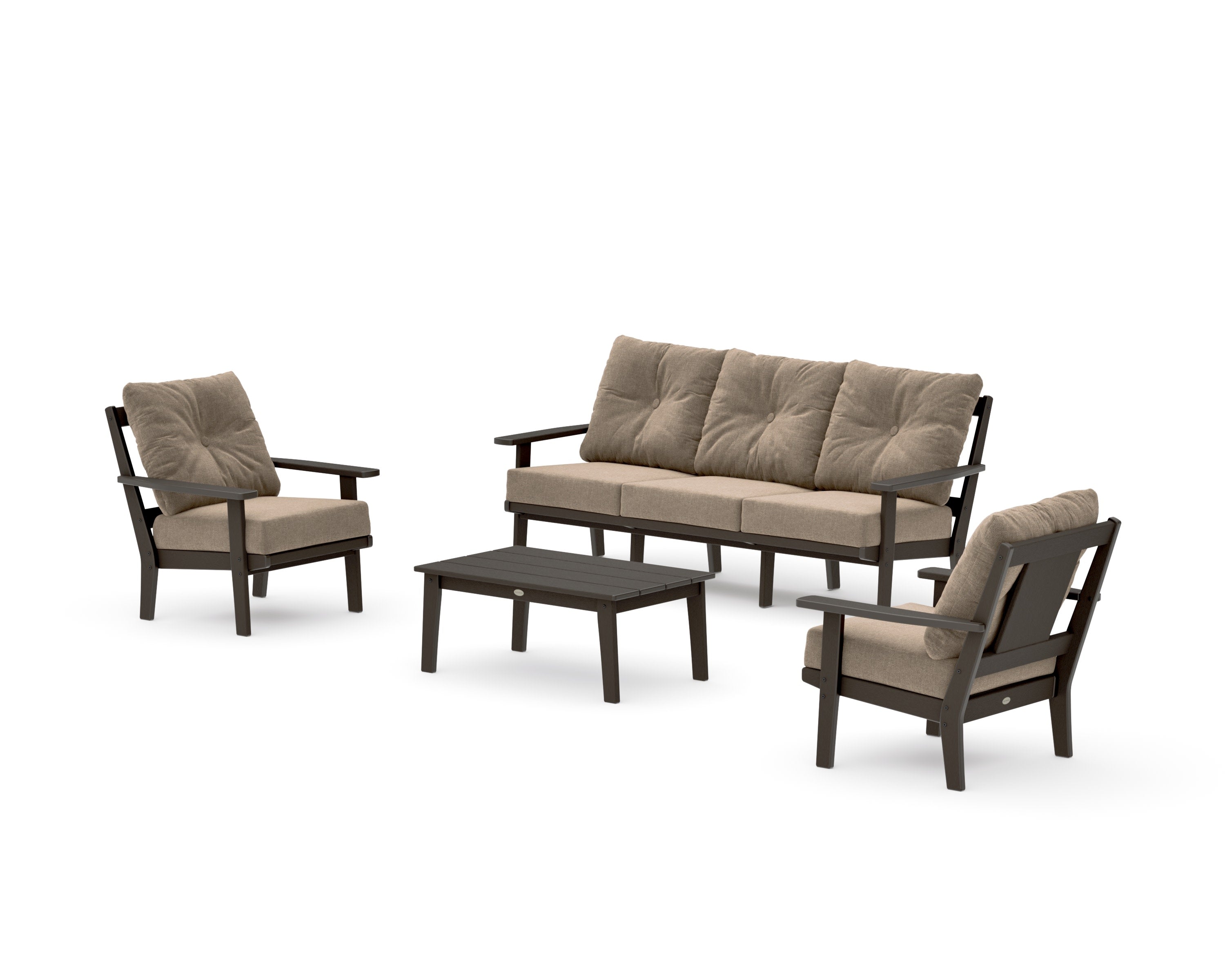 Prairie 4-Piece Deep Seating Set with Sofa in Vintage Coffee / Spiced Burlap