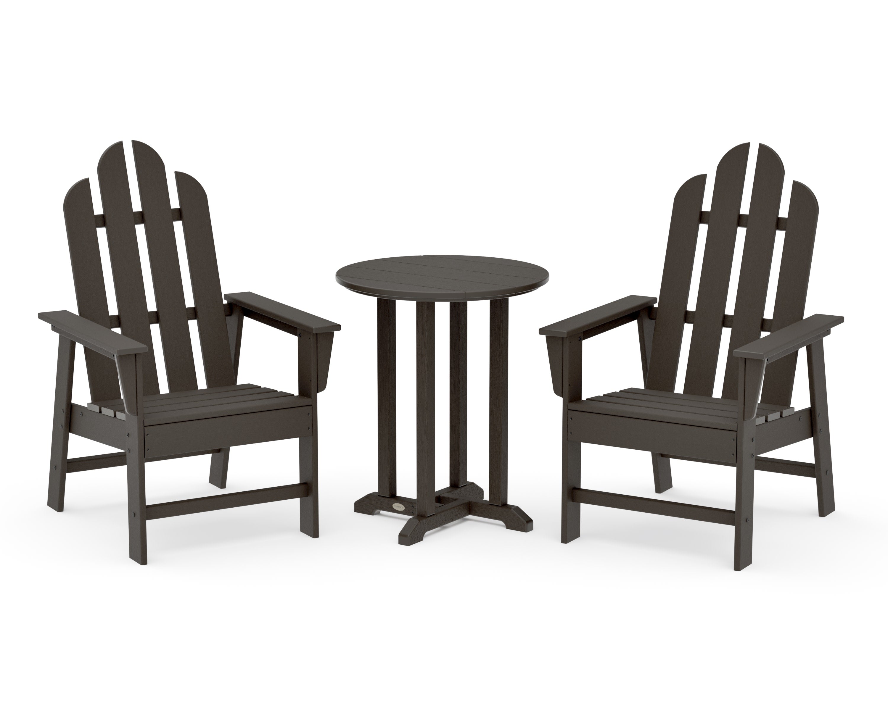 Long Island 3-Piece Round Bistro Dining Set in Vintage Coffee