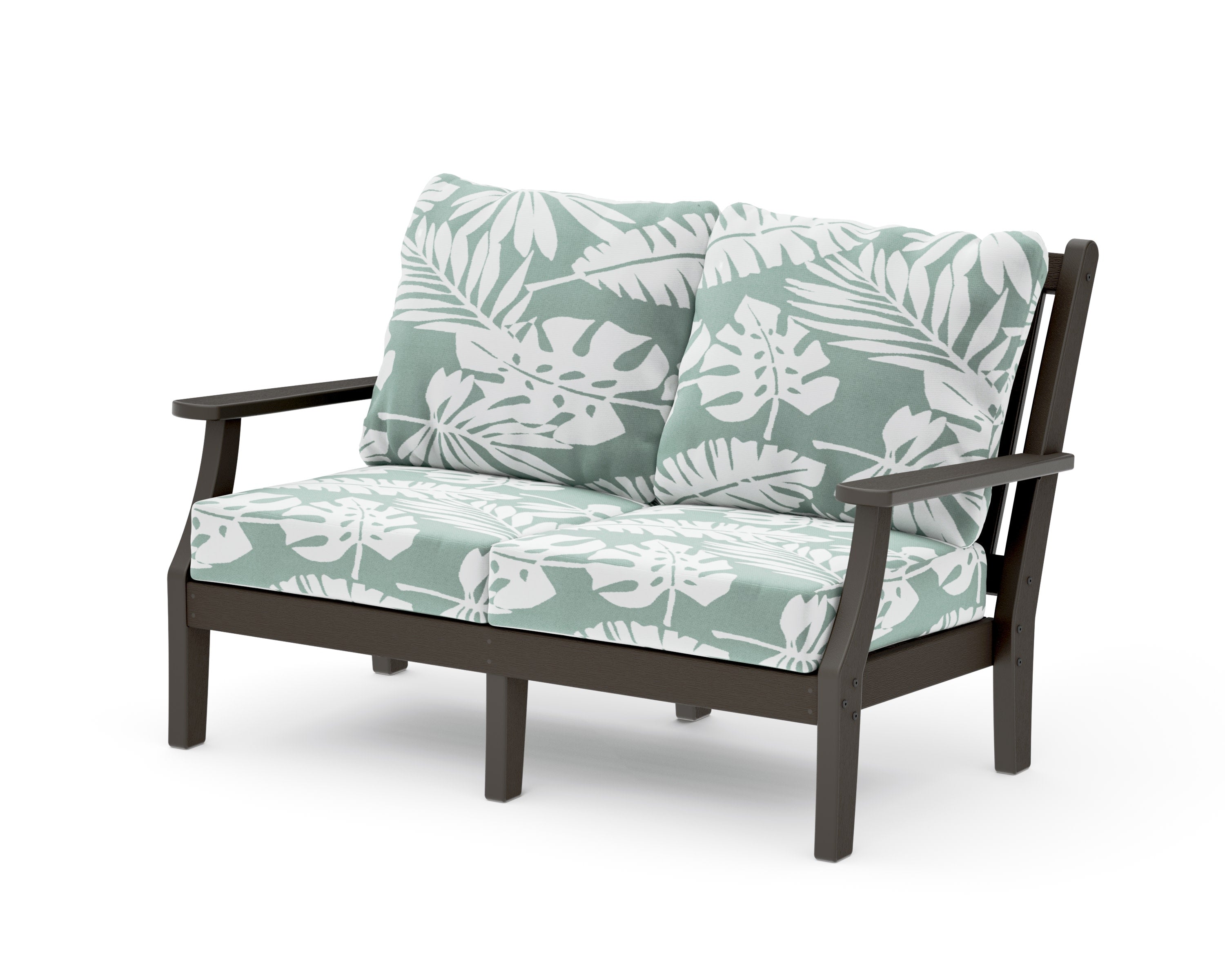 Wovendale Deep Seating Loveseat in Vintage Coffee / Leaf Glacier Spa